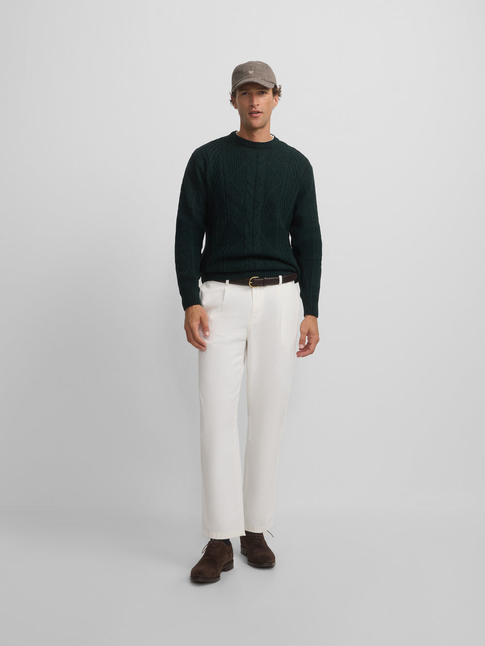 Green cable knit sweater