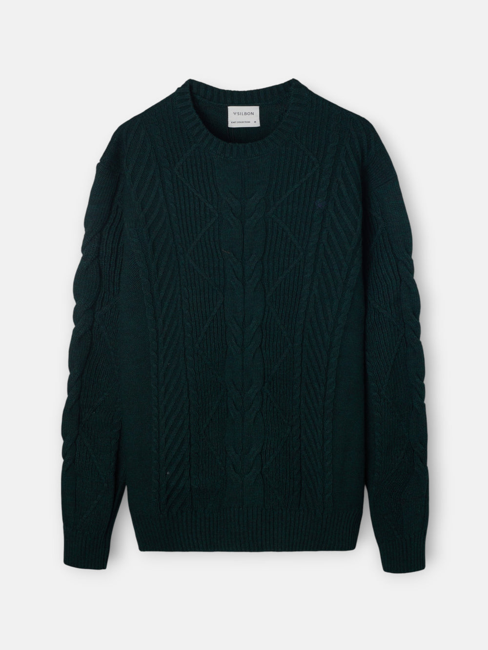 Green cable knit sweater
