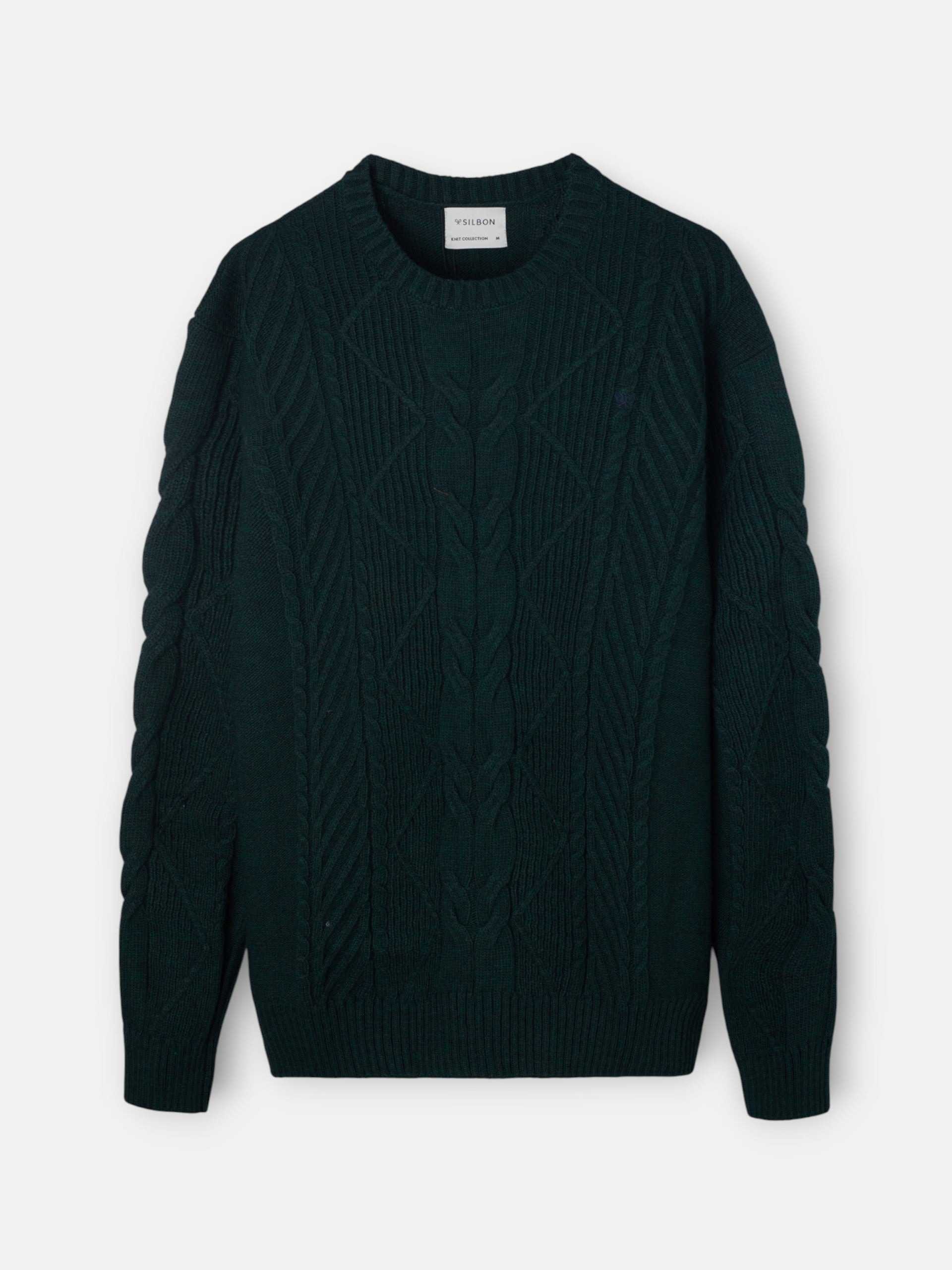 Green cable knit sweater