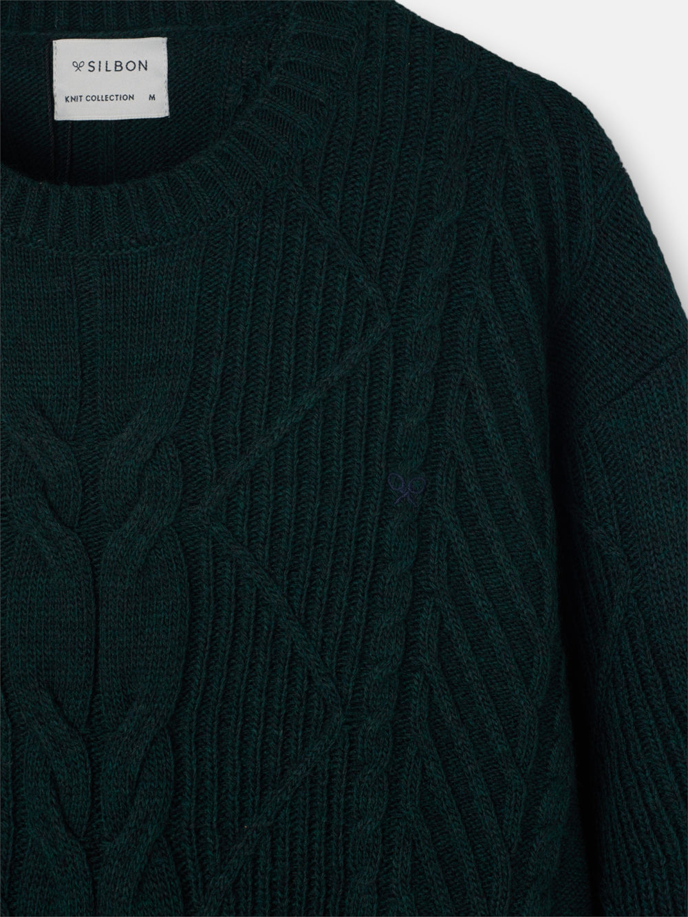 Green cable knit sweater