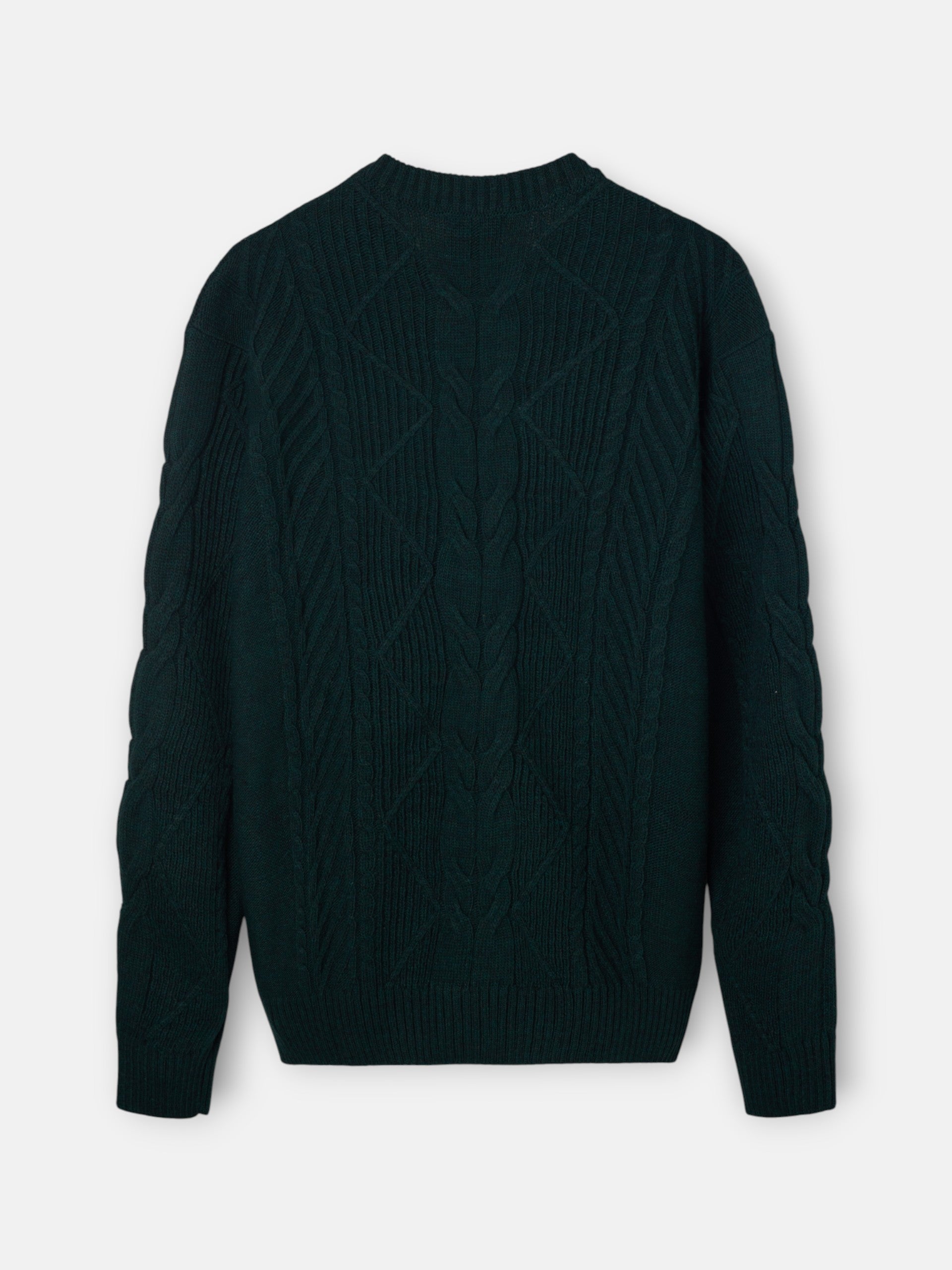 Green cable knit sweater