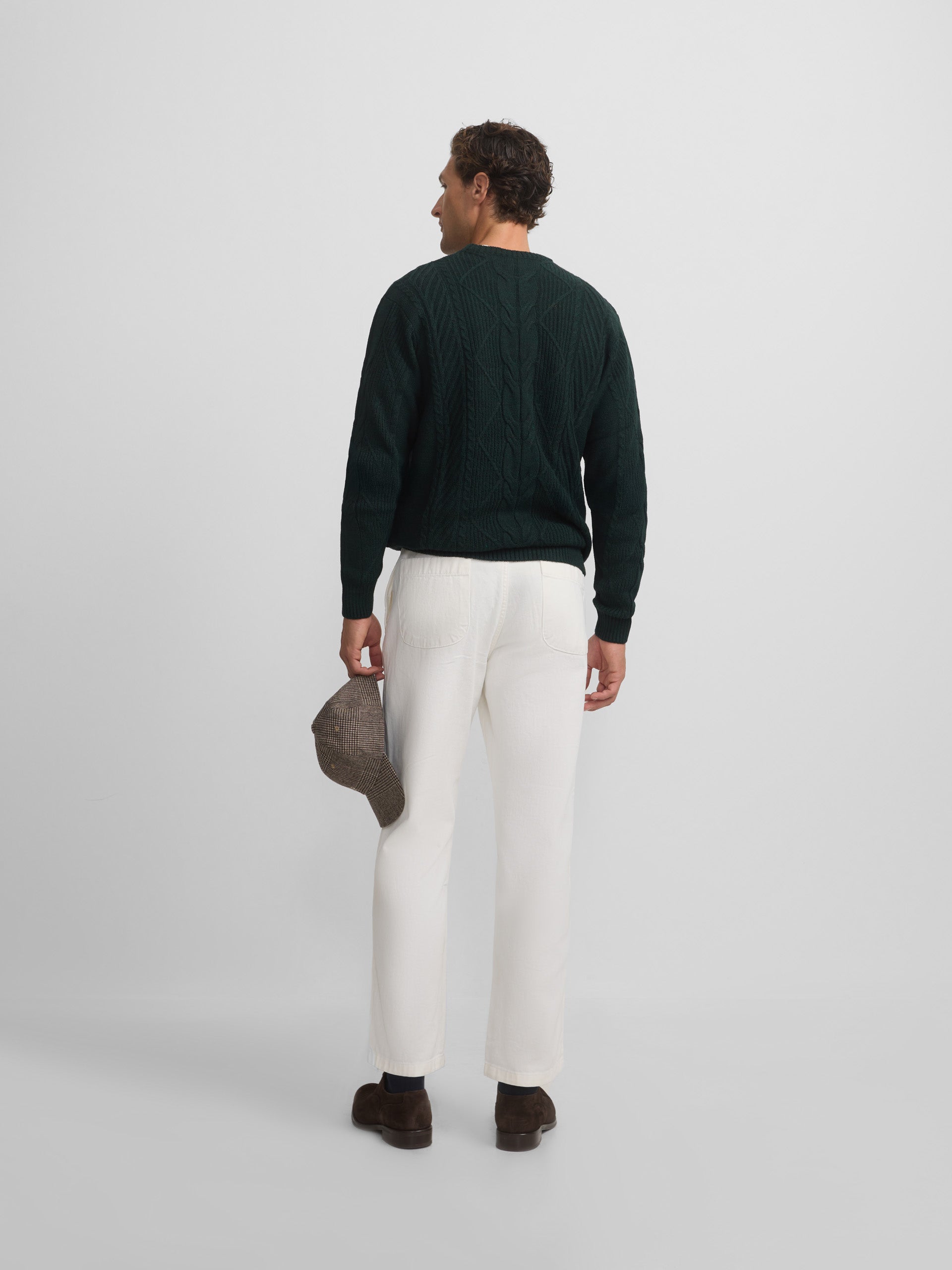 Green cable knit sweater