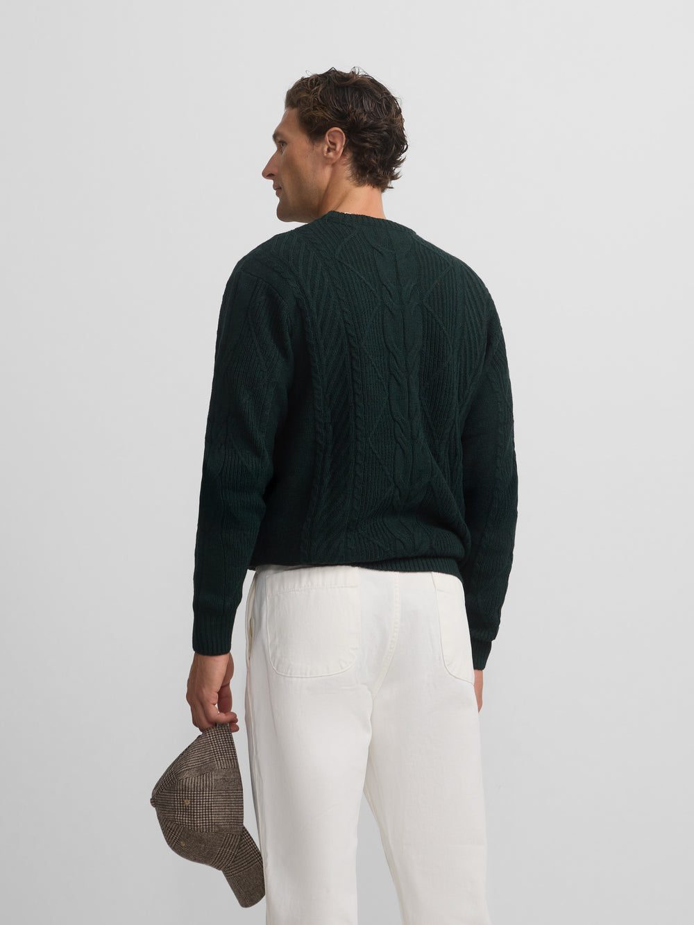 Green cable knit sweater