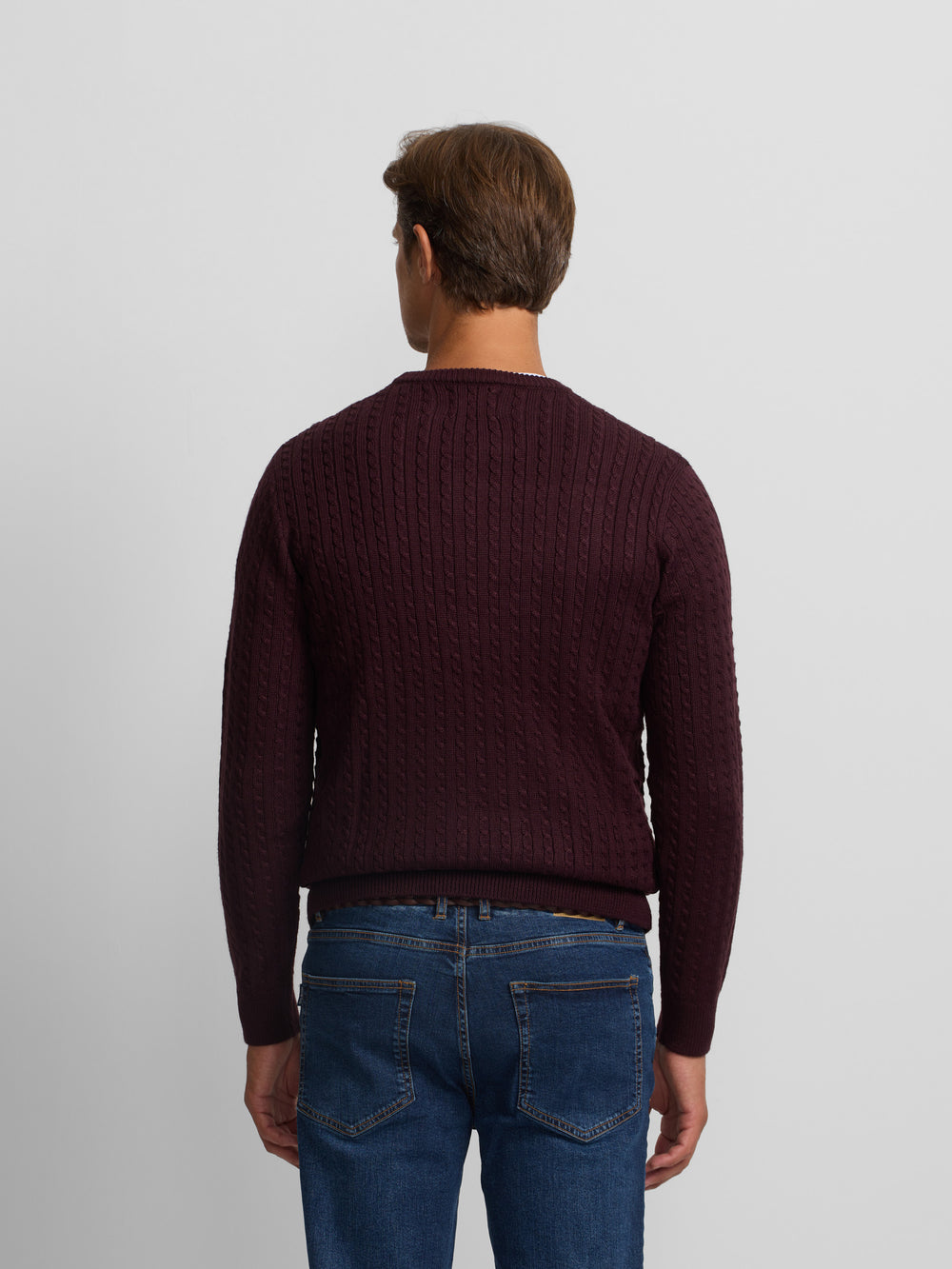 Classic burgundy cable knit sweater