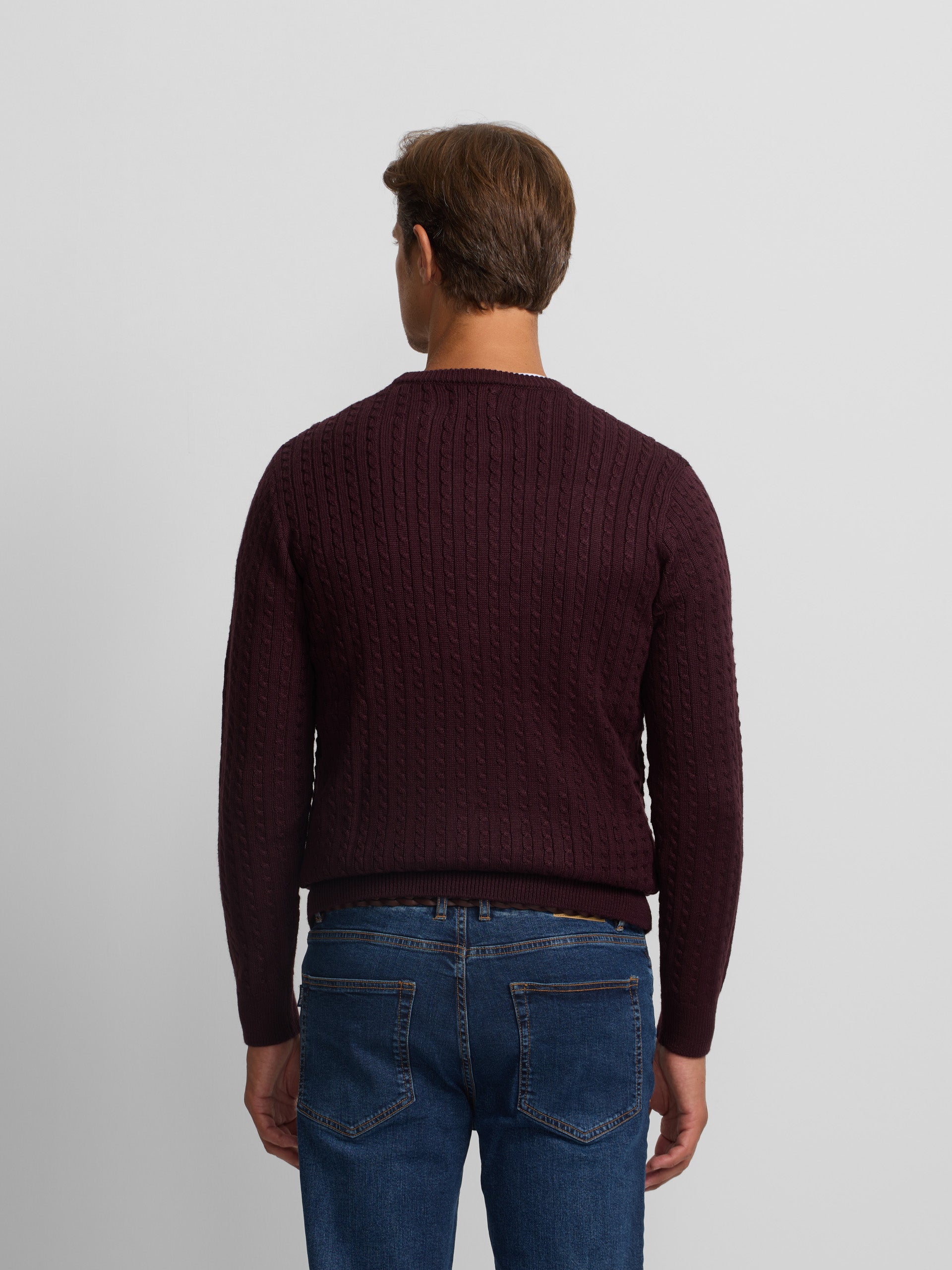 Classic burgundy cable knit sweater