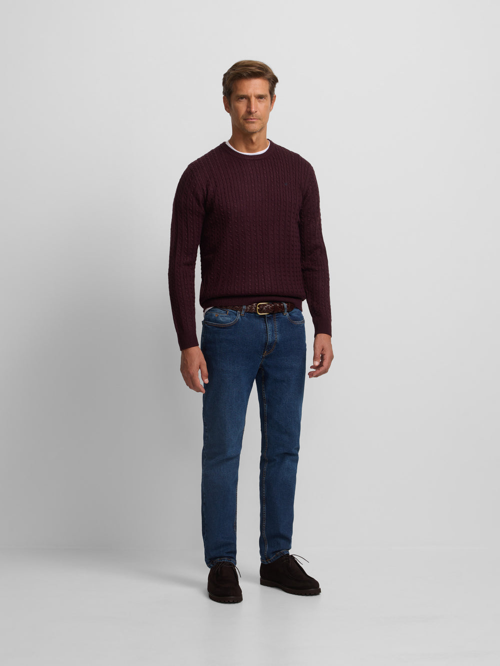 Classic burgundy cable knit sweater