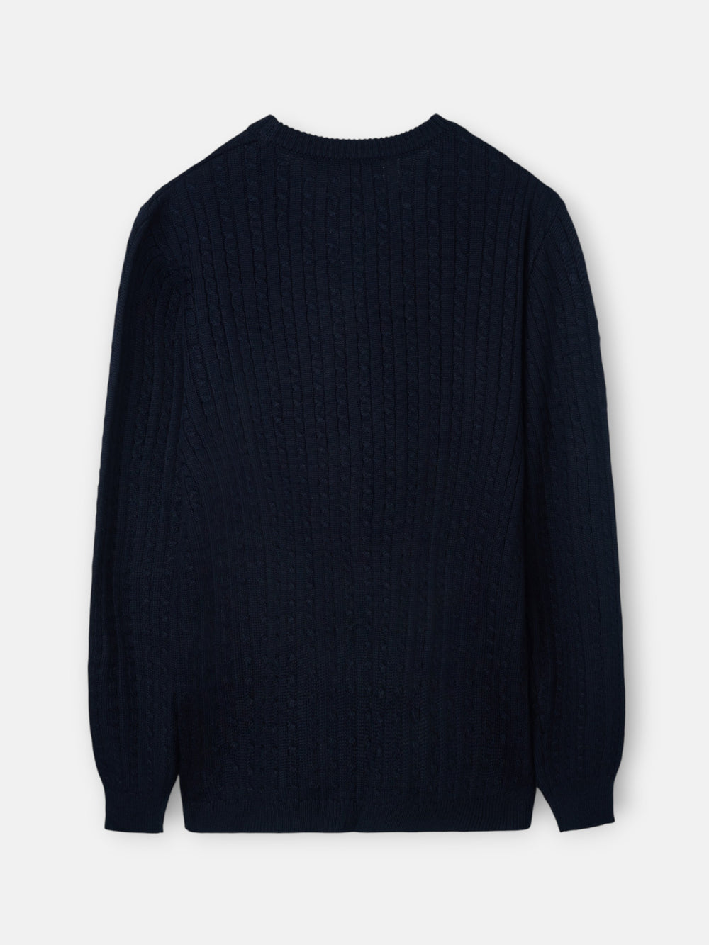 Classic navy blue cable knit sweater