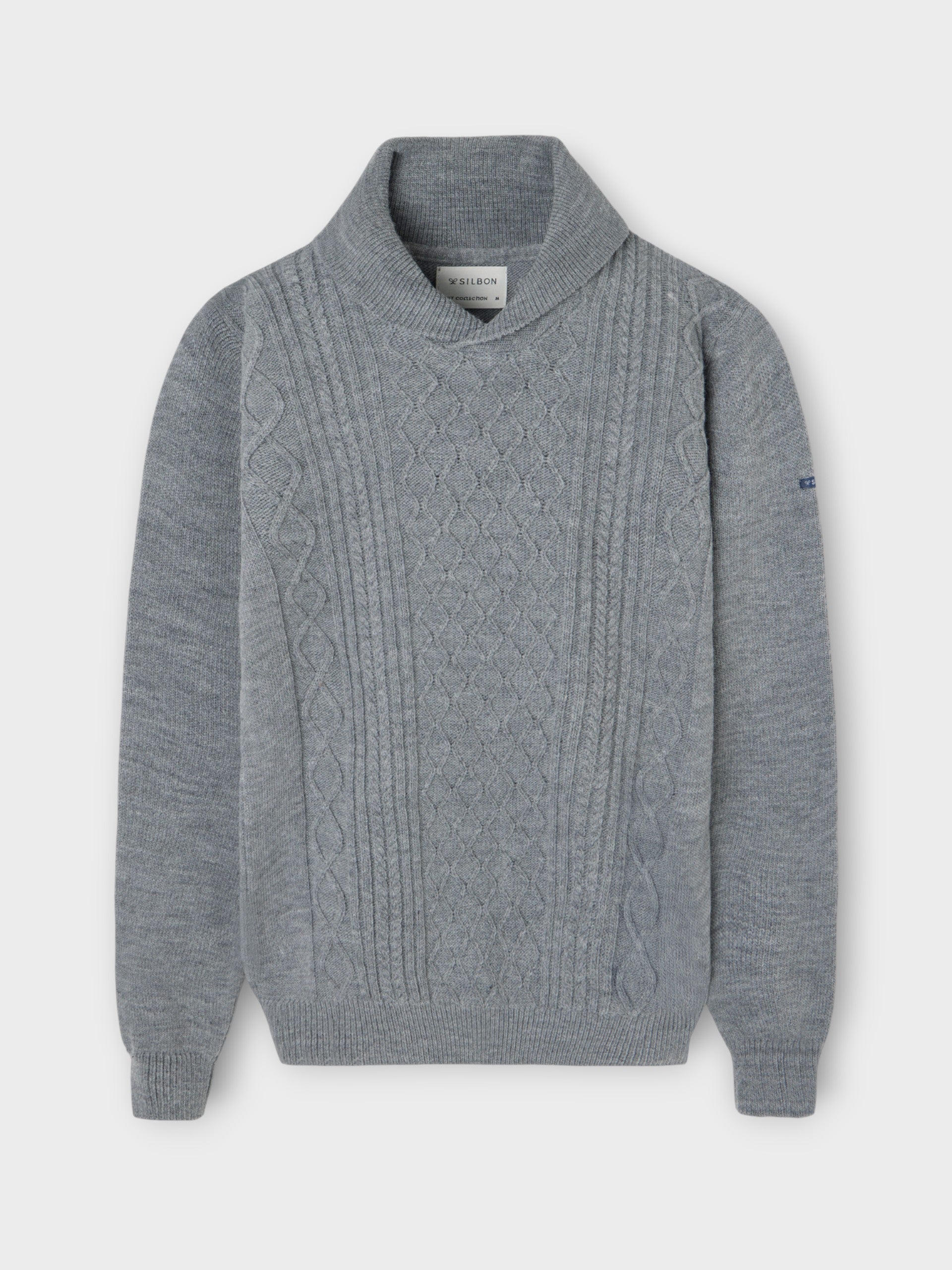 Grey shawl collar sweater