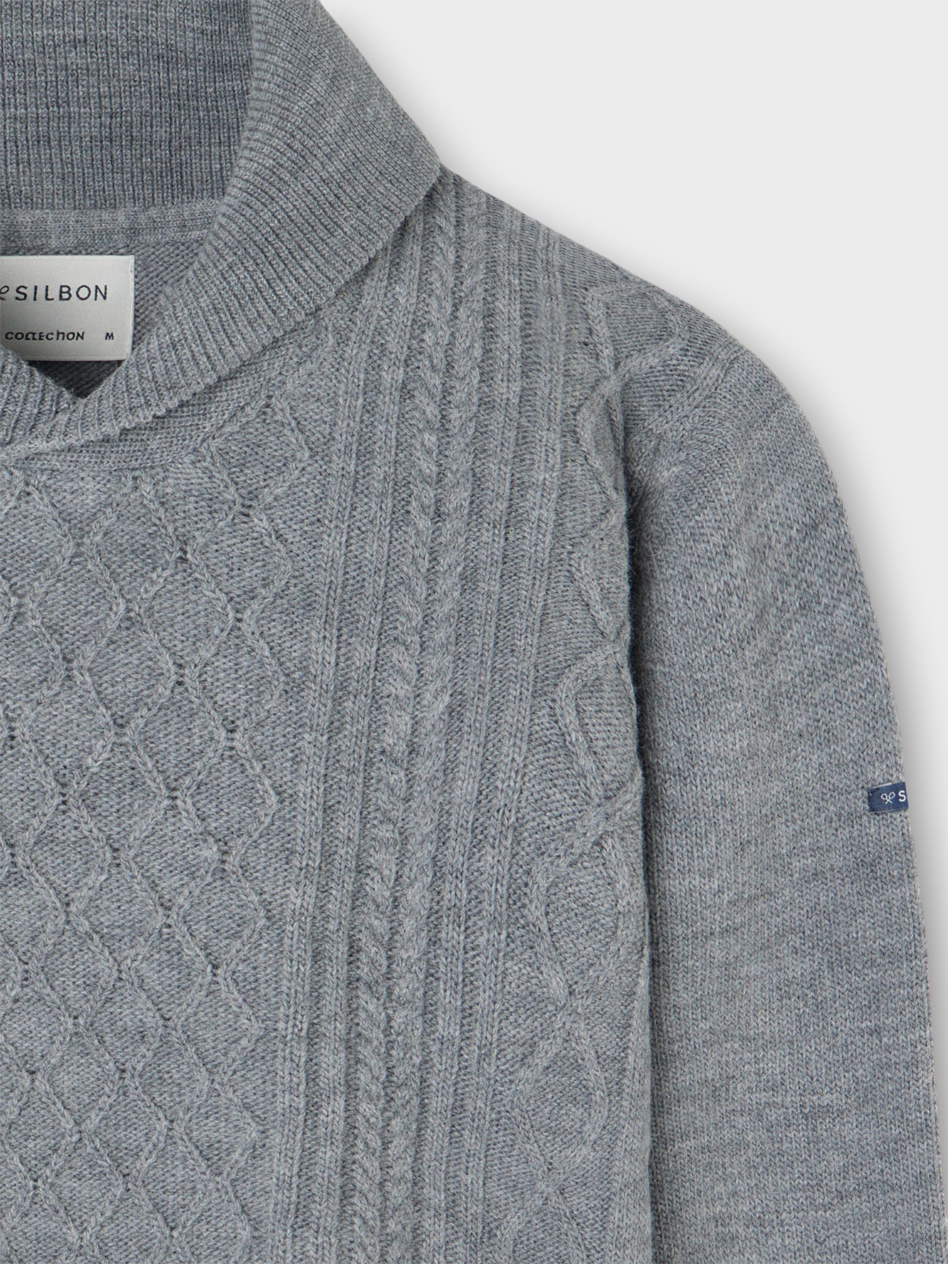 Grey shawl collar sweater