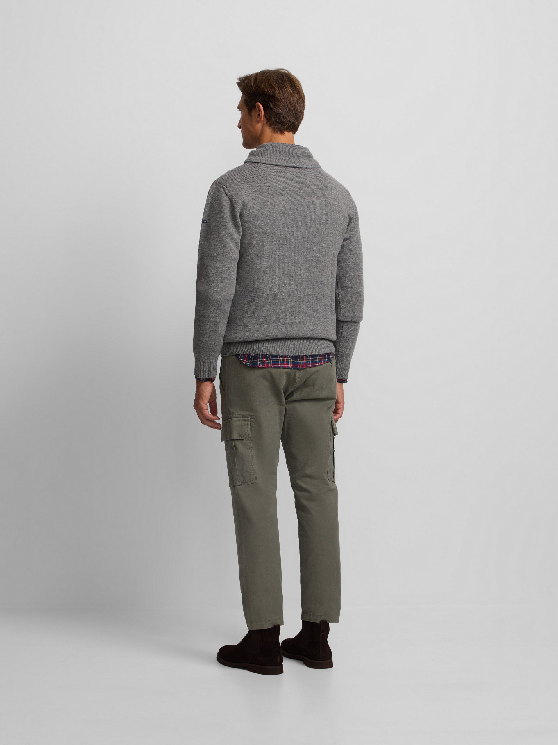 Grey shawl collar sweater