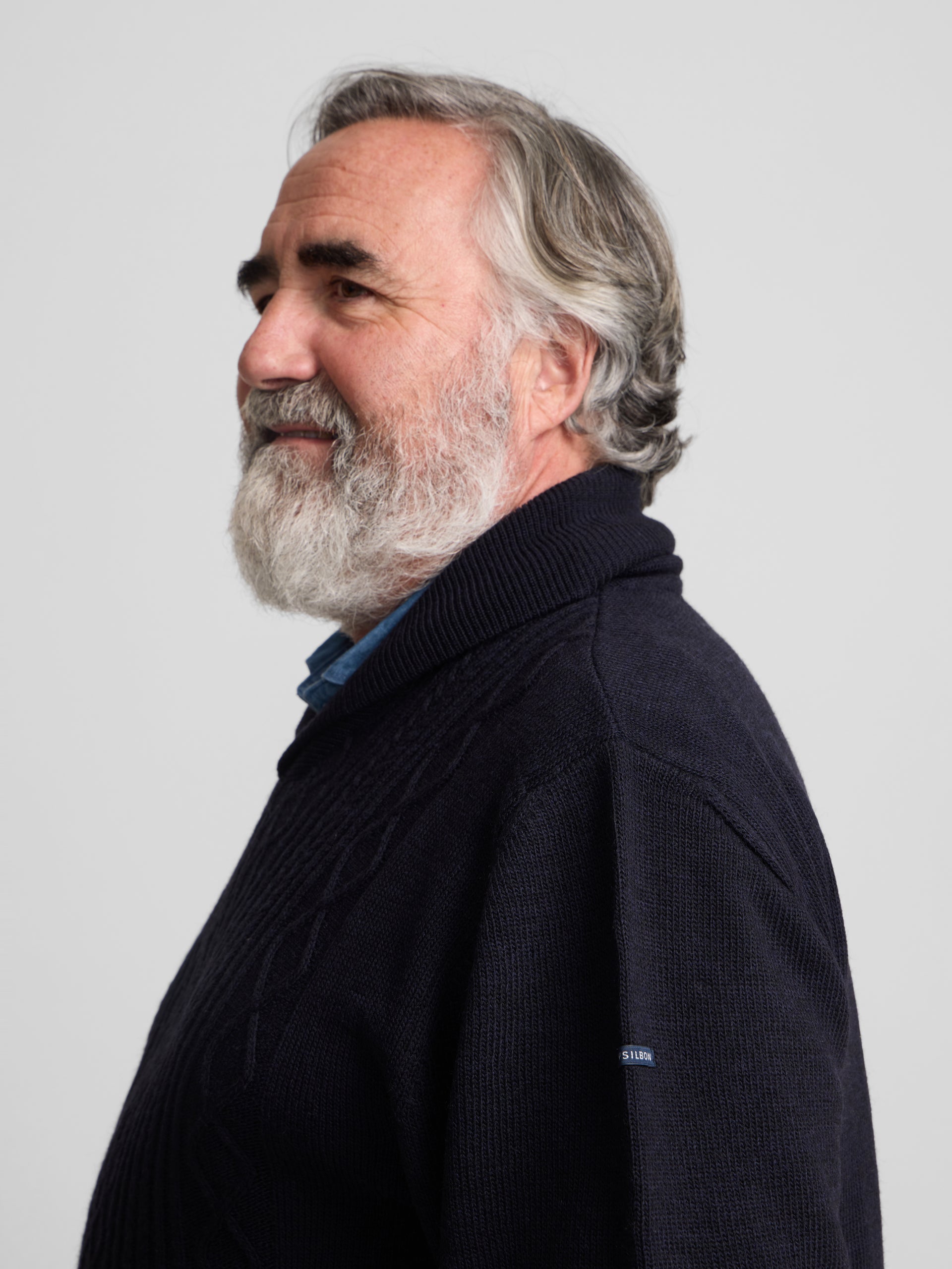 Navy blue shawl collar sweater