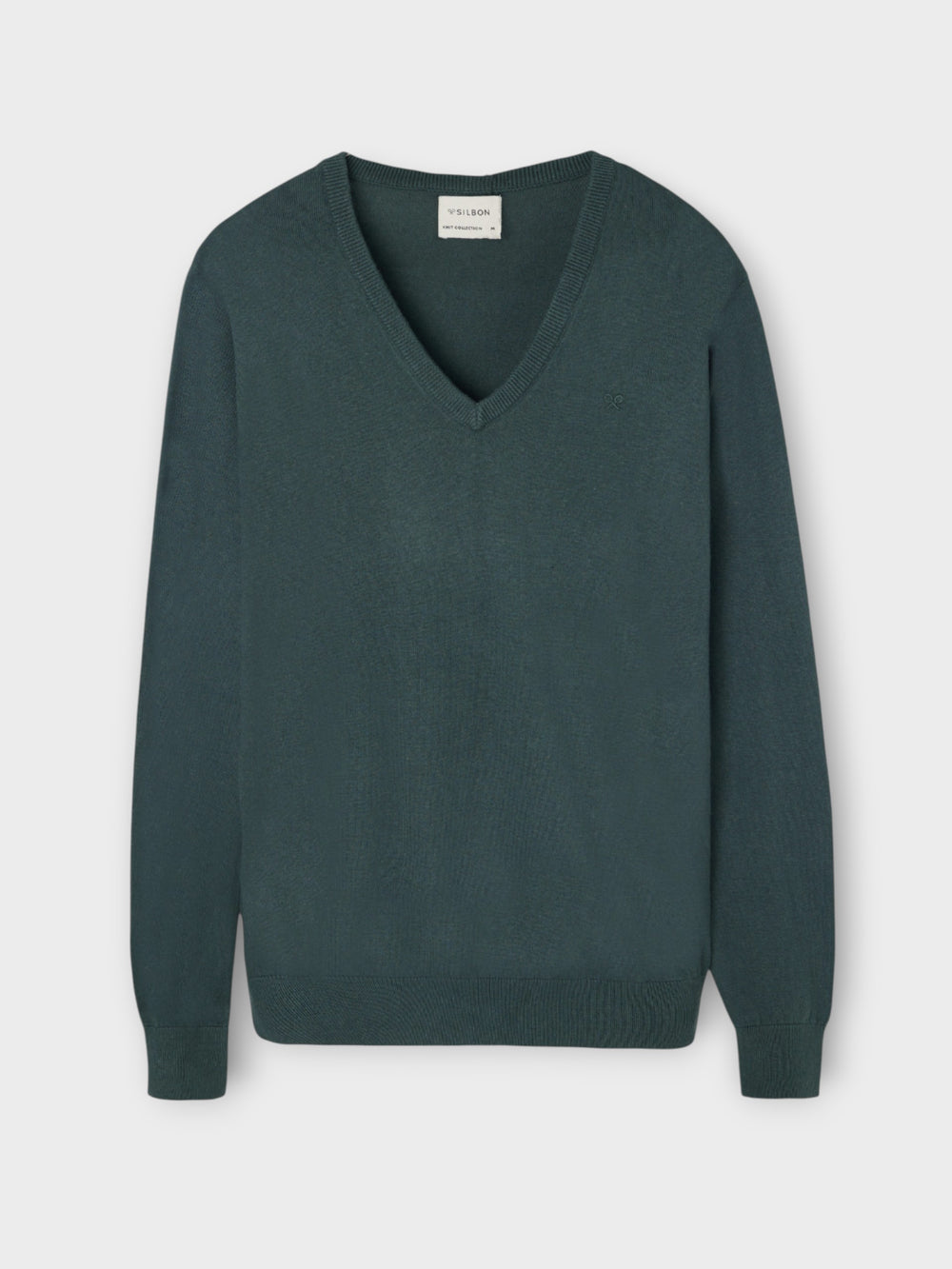 Pull col V rétro vert foncé