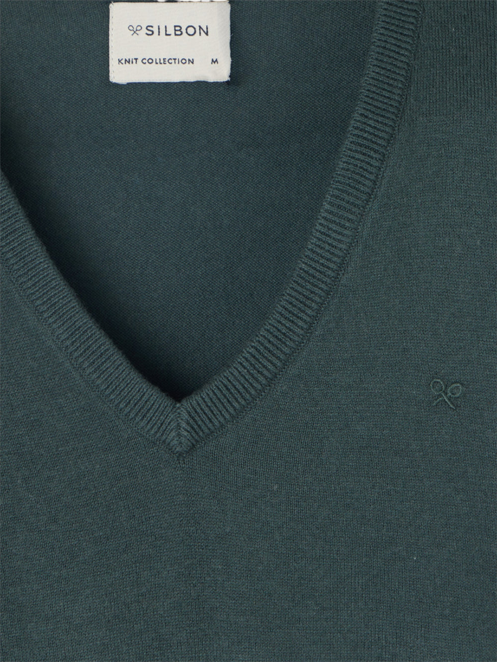 Pull col V rétro vert foncé