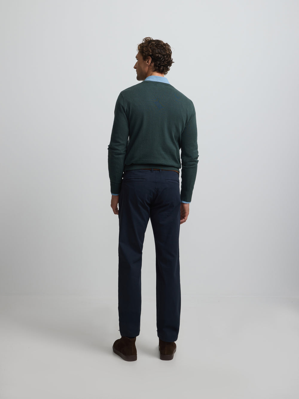 Pull col V rétro vert foncé