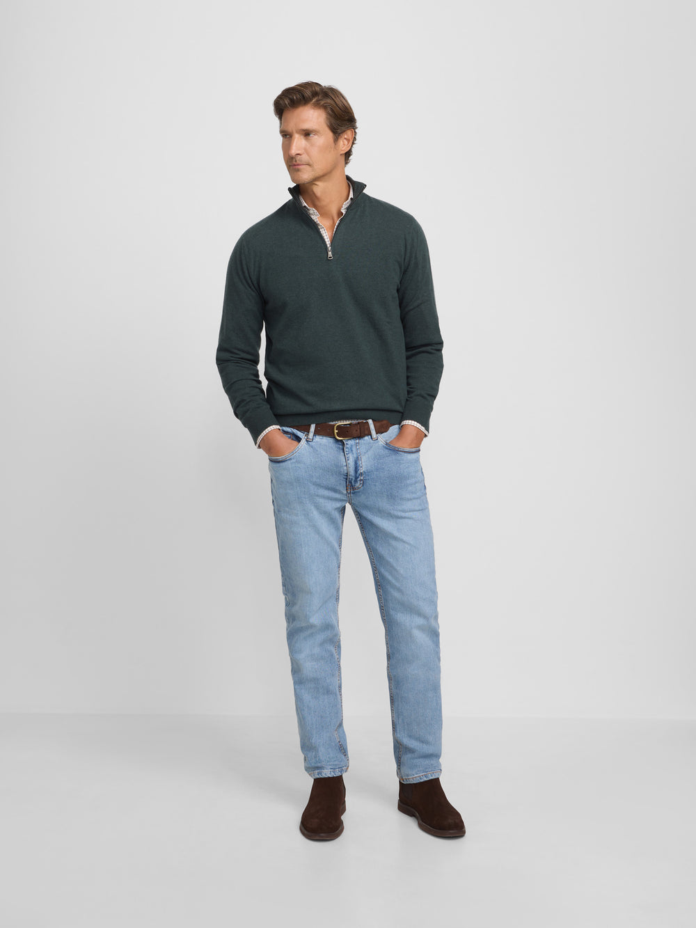 Medium green half-zip jersey