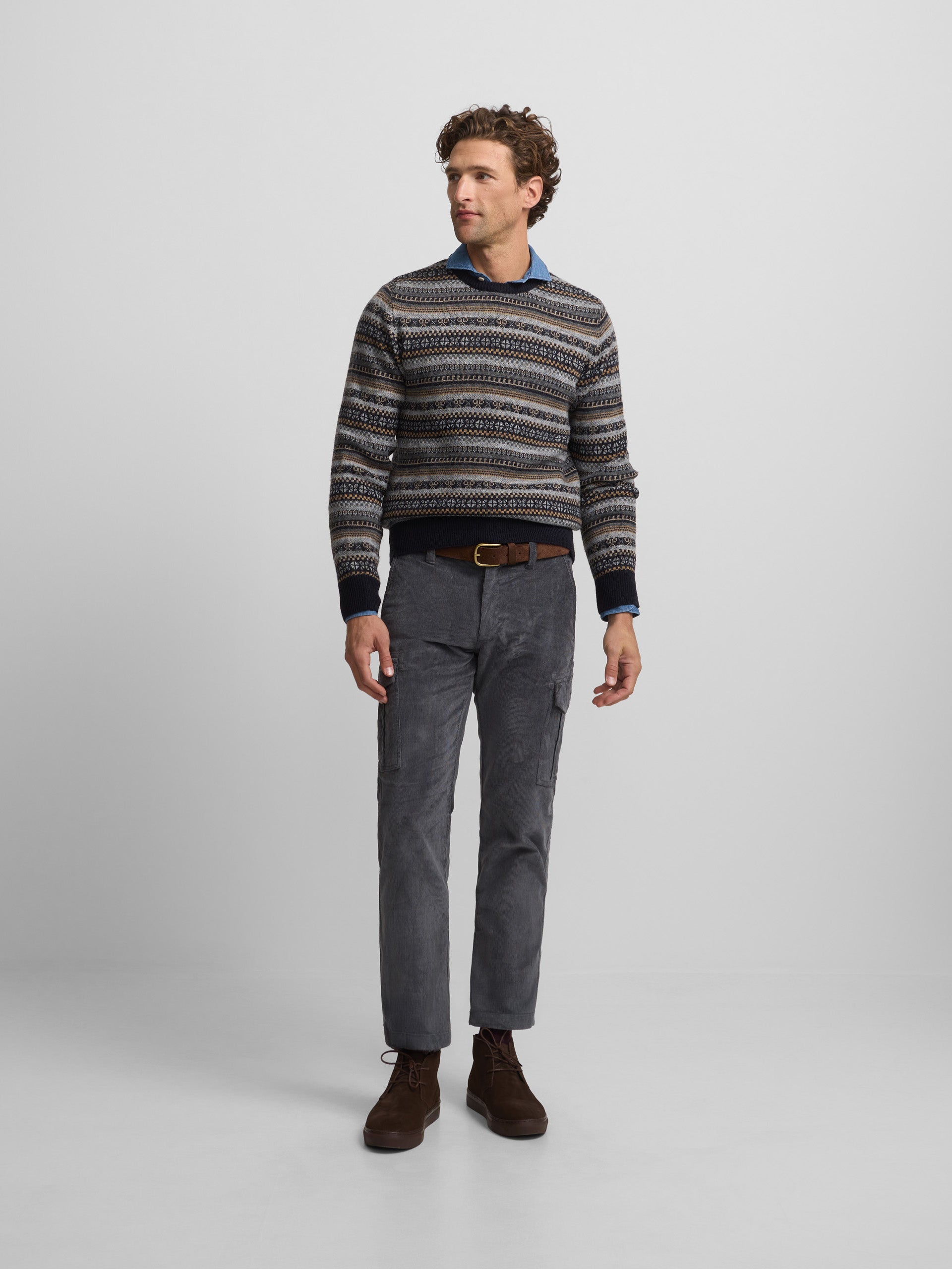 jersey jacquard ethnique bleu