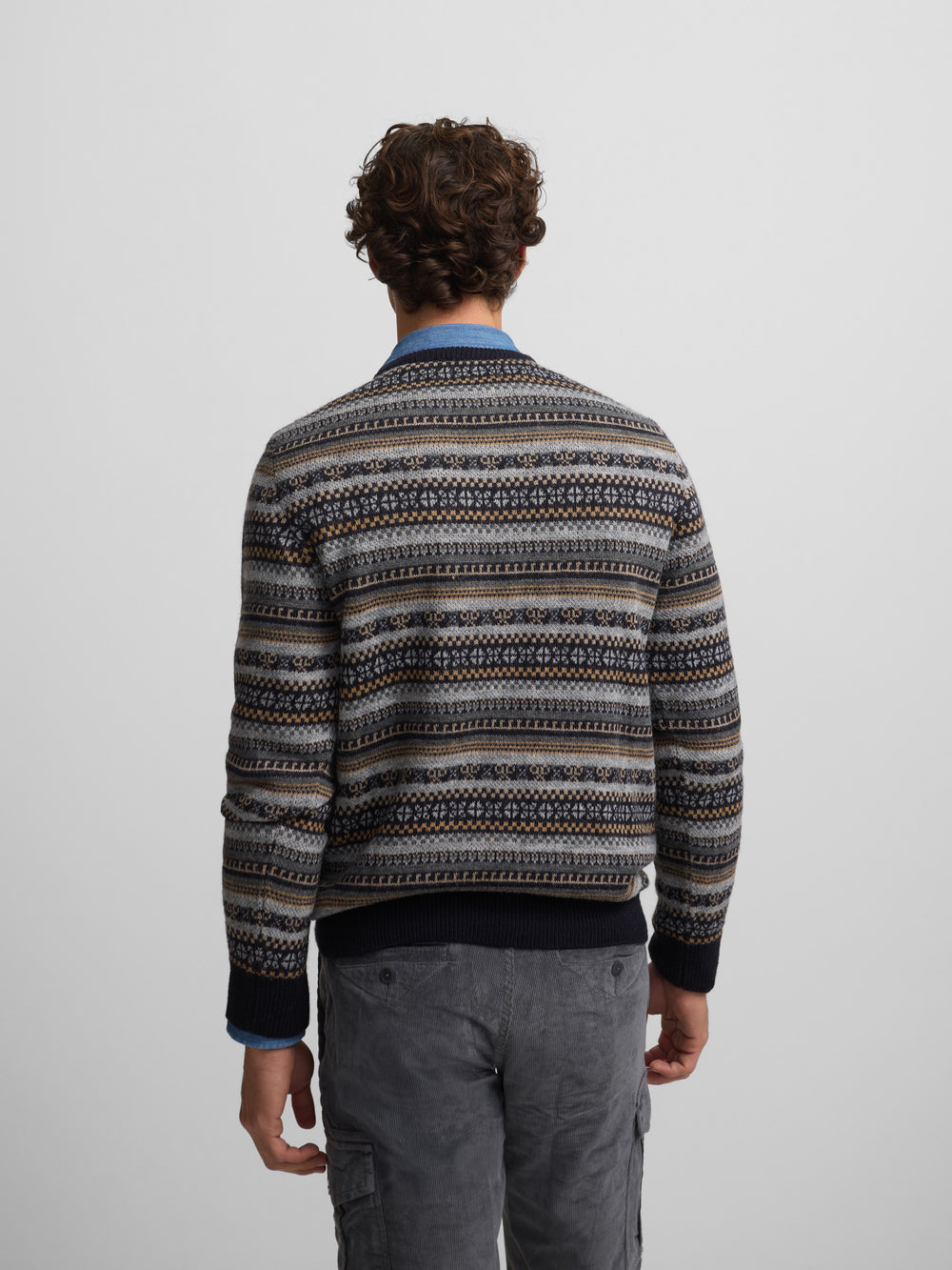 jersey jacquard ethnique bleu