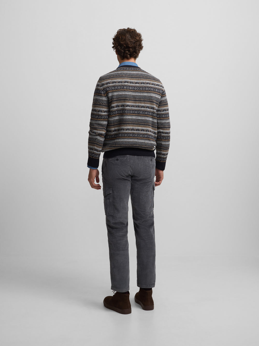 jersey jacquard ethnique bleu