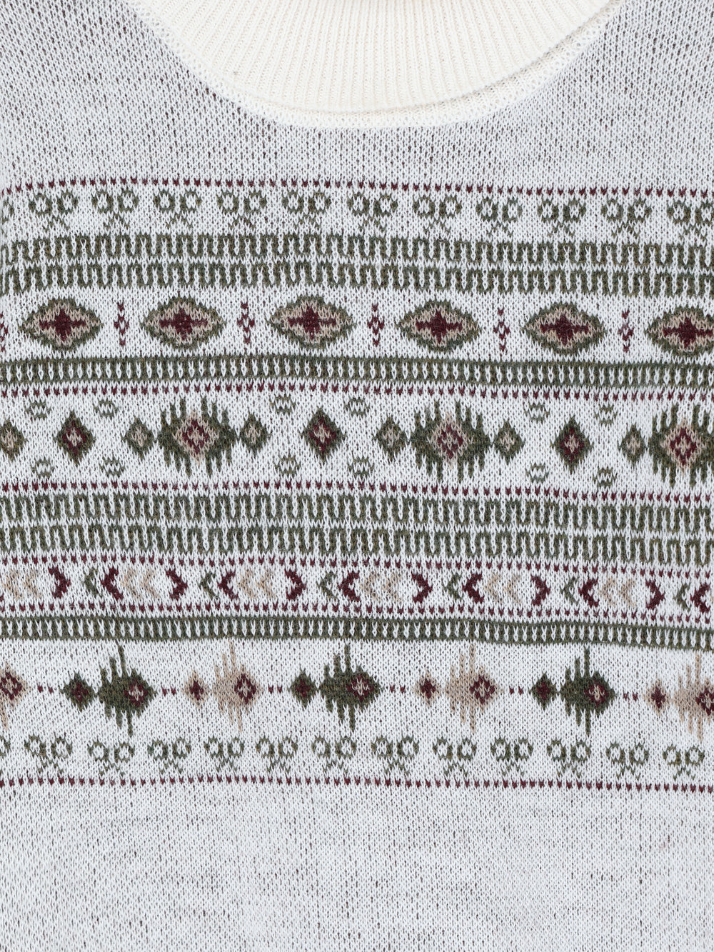 Pull à col roulé jacquard beige clair