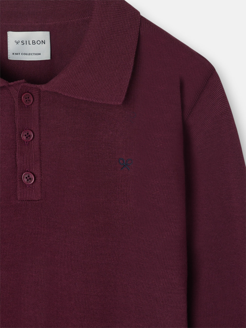 Jersey cuello polo burdeos