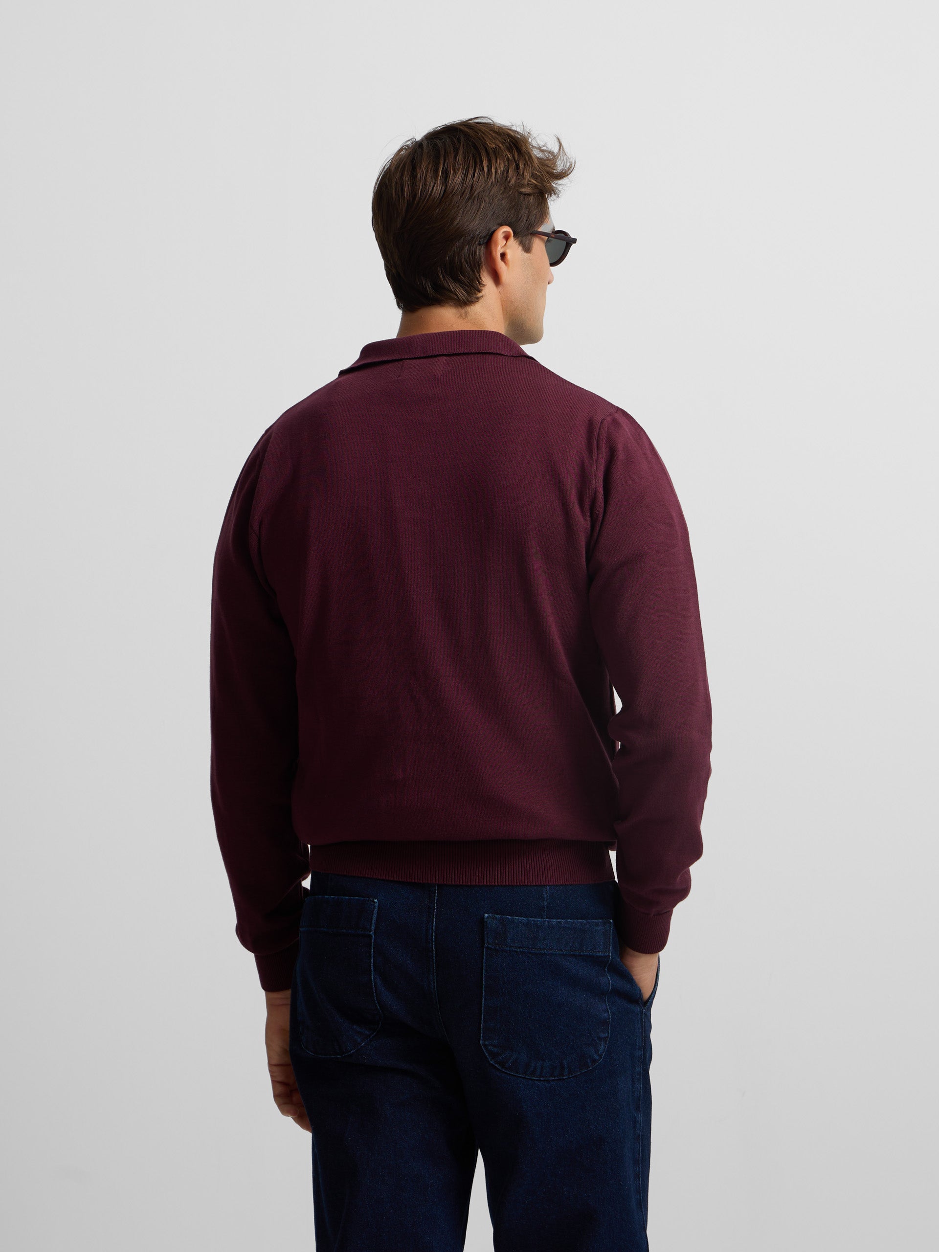 Jersey cuello polo burdeos