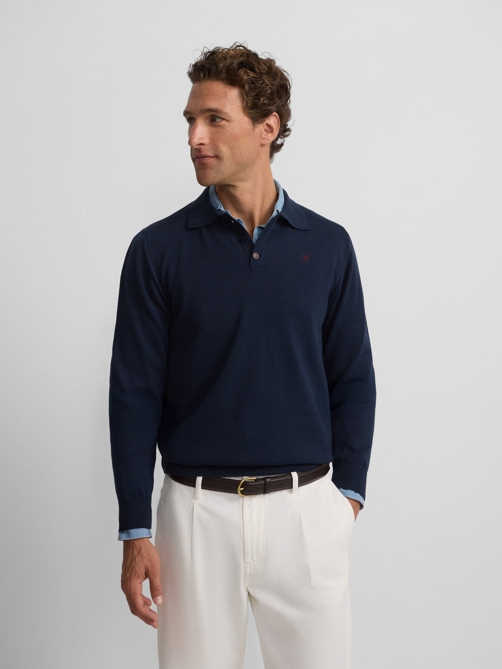 Navy blue polo neck sweater