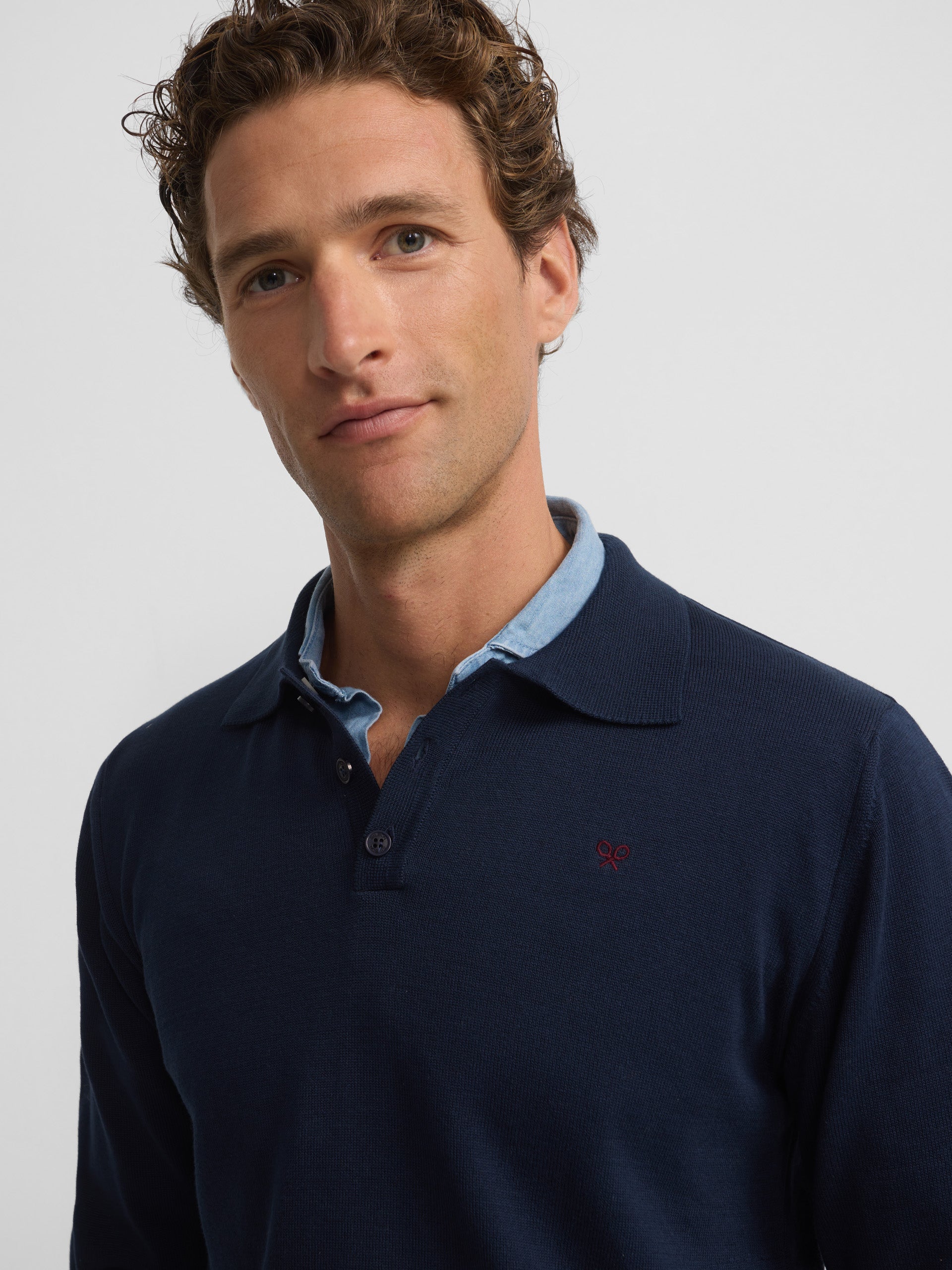 Jersey cuello polo azul marino