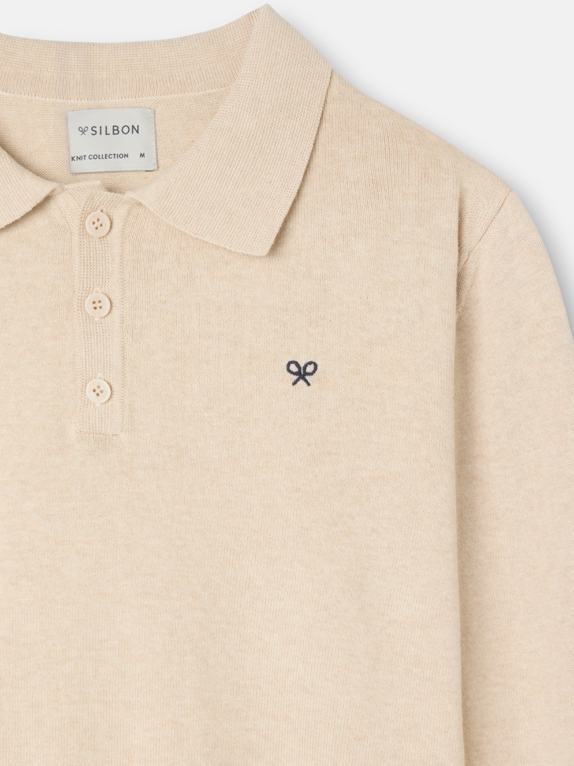 Jersey cuello polo beige