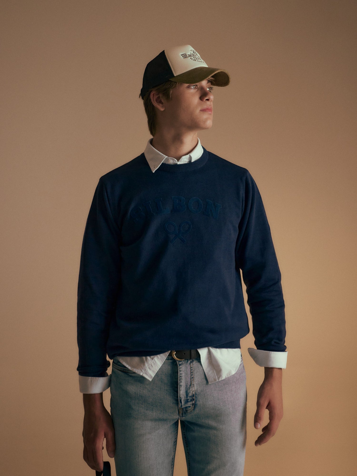 Navy blue mid-racket jersey