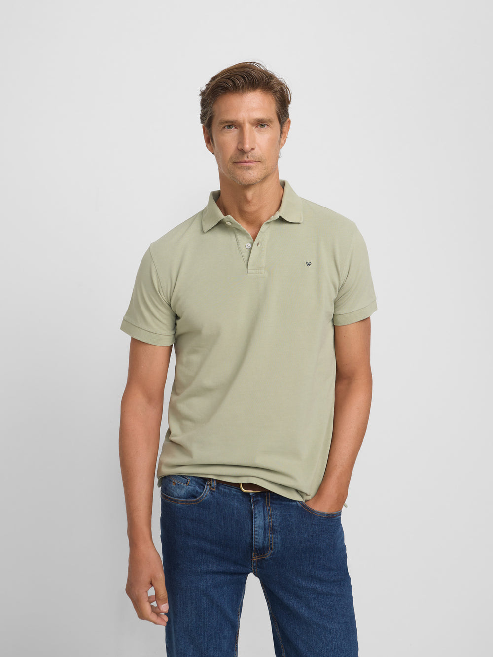 Polo clasico liso verde medio