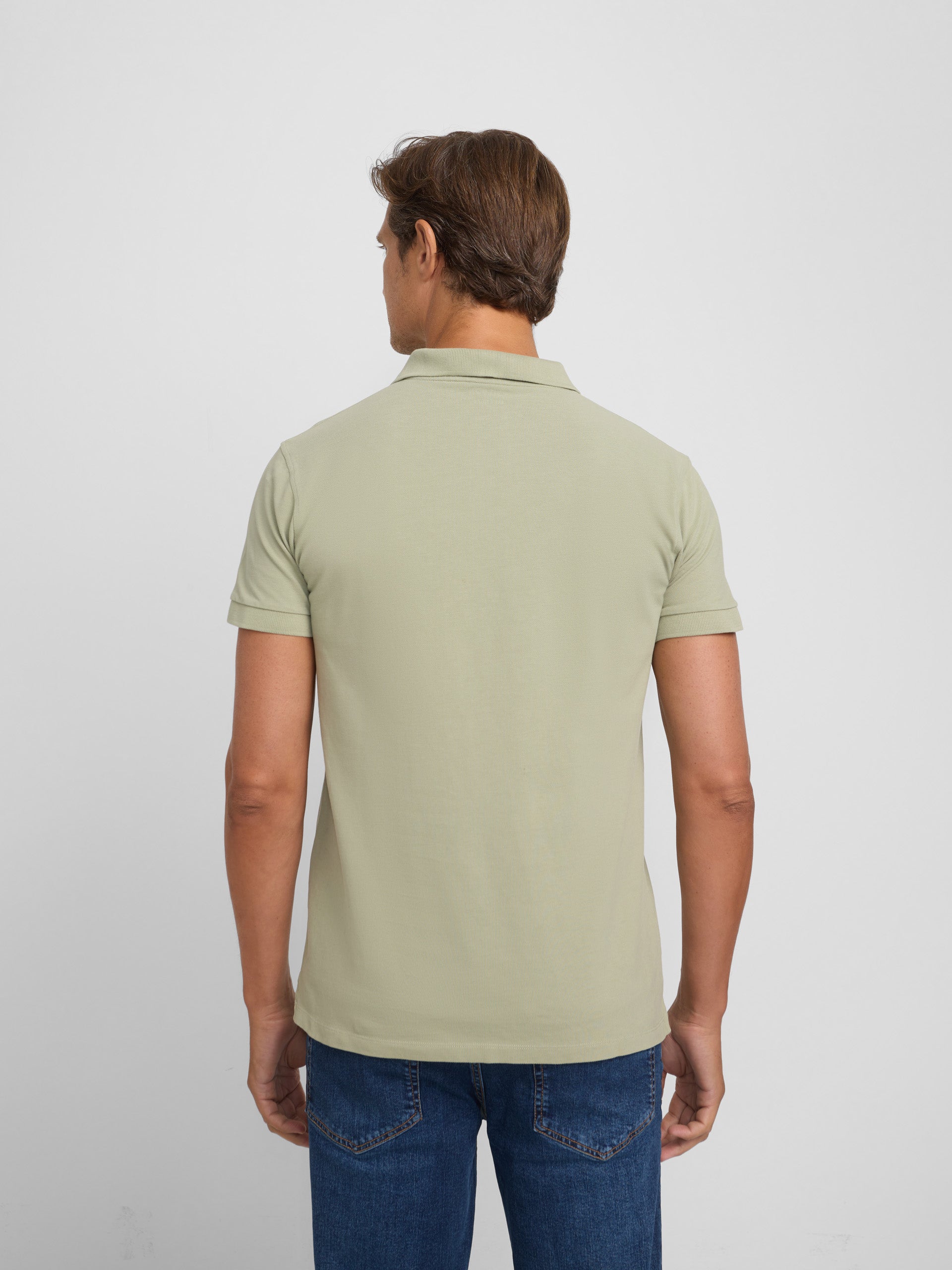 Polo classique uni vert moyen