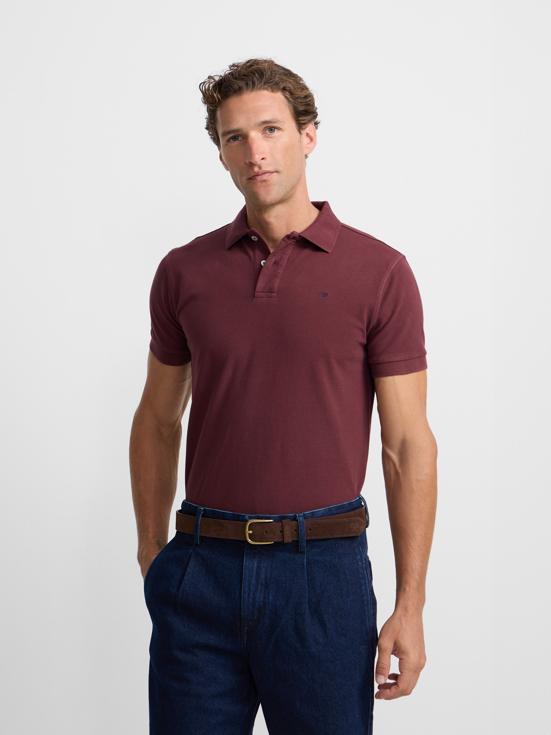 Polo clasico liso burdeos