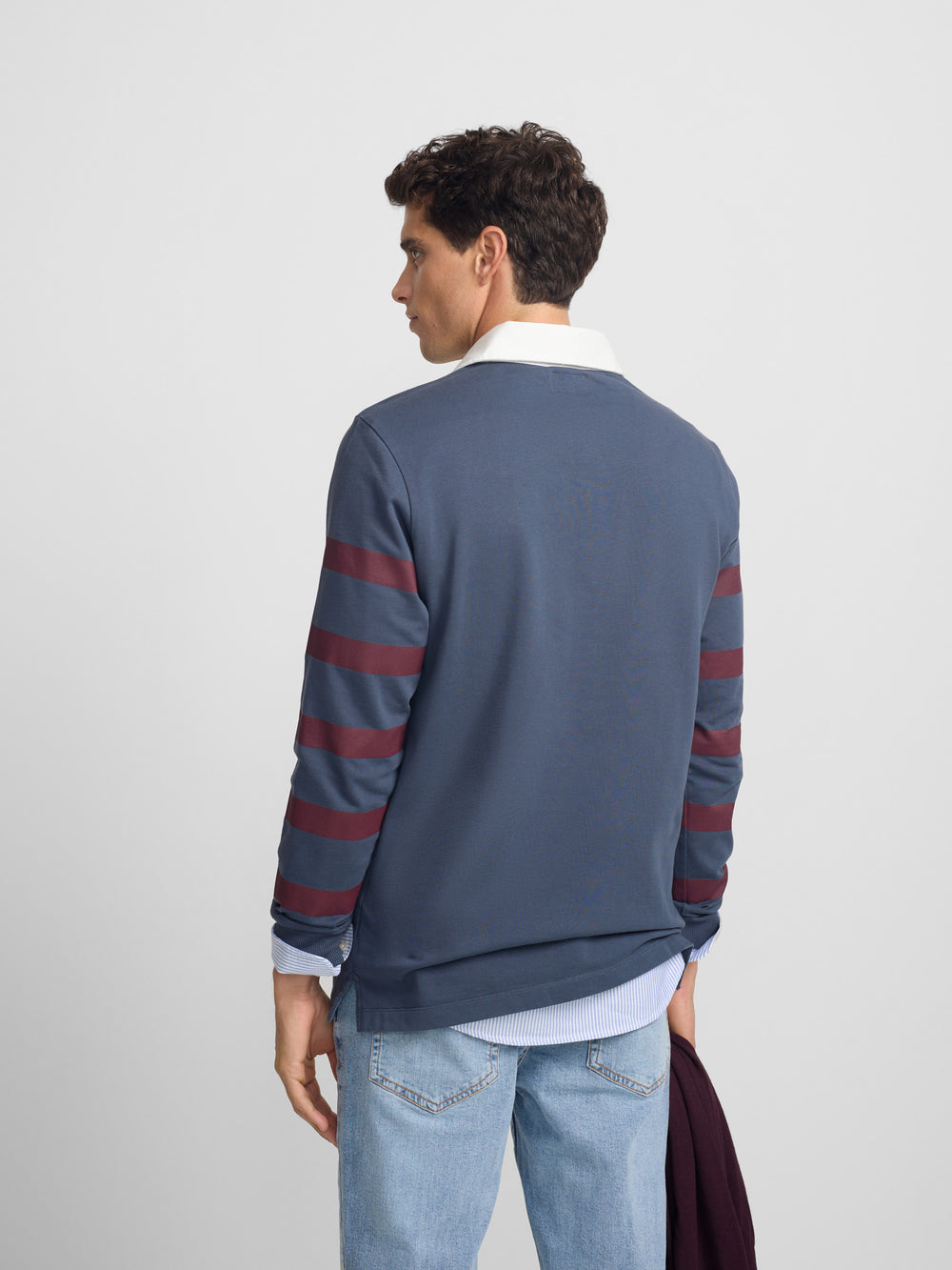 Classic rugby polo shirt with navy blue shield