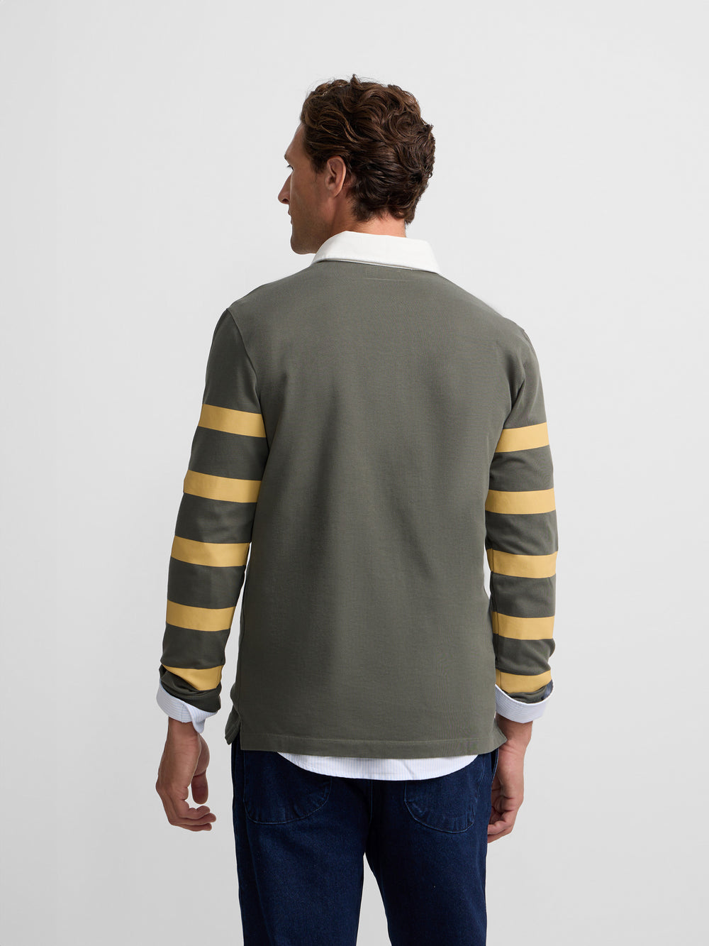 Classic rugby polo shirt with green shield