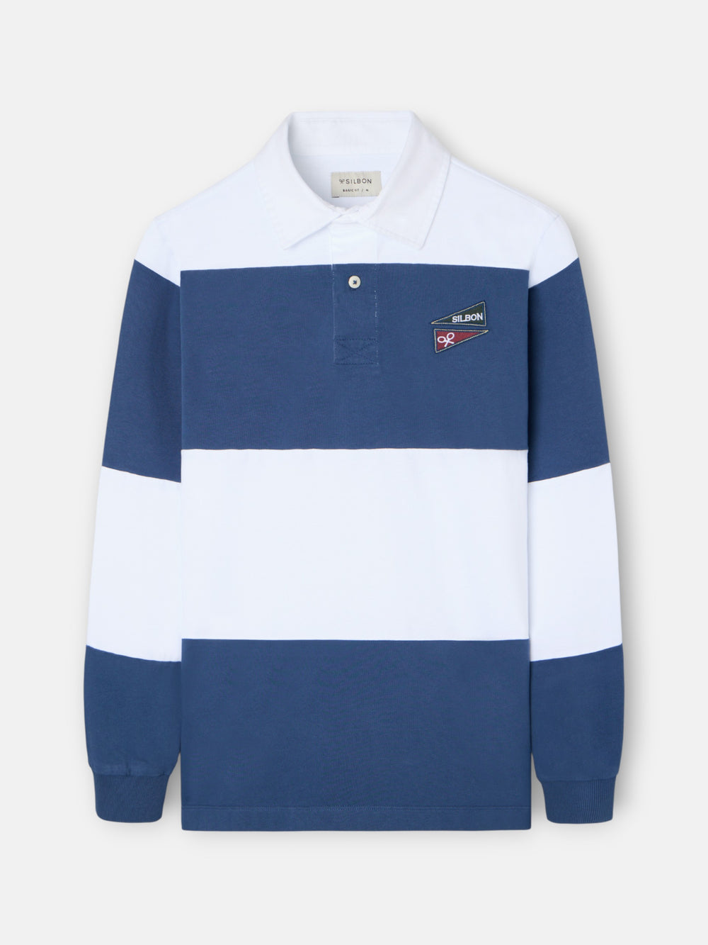 Classic blue striped rugby polo shirt