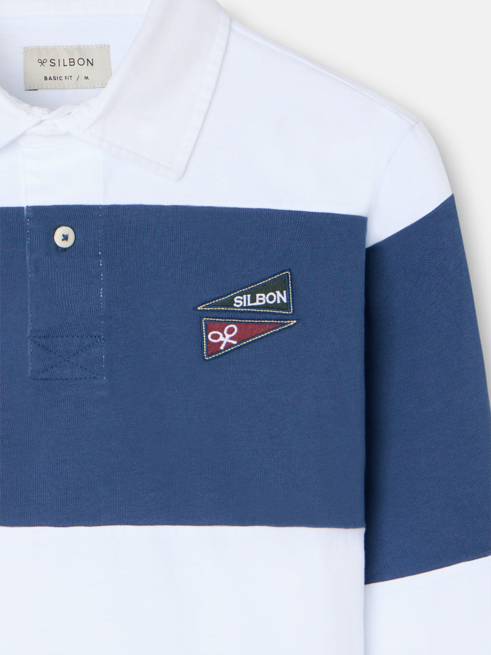 Classic blue striped rugby polo shirt