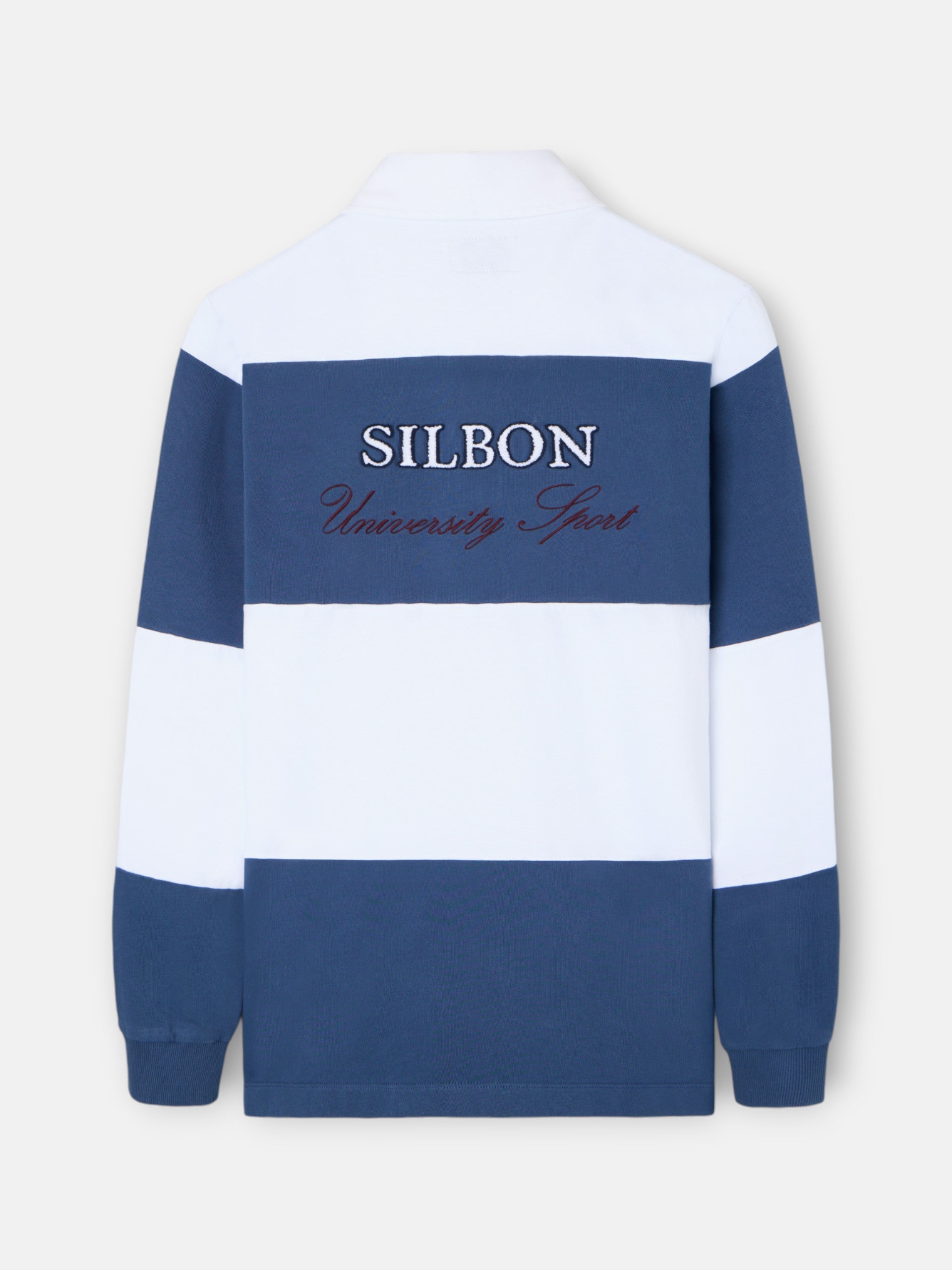 Polo clássico de rugby às riscas azuis