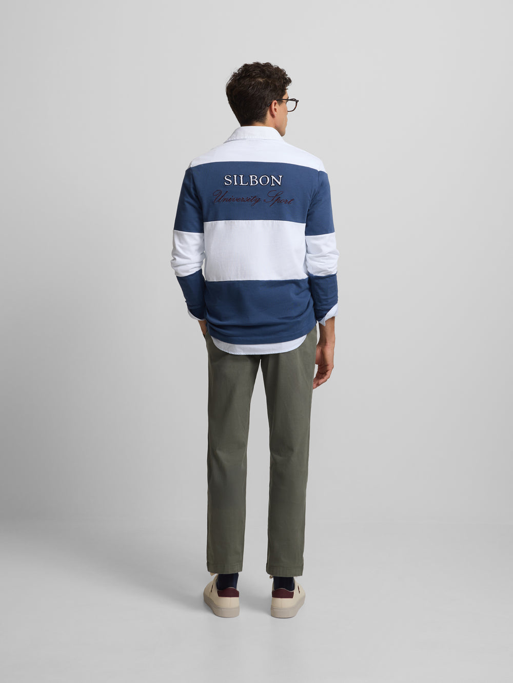 Classic blue striped rugby polo shirt