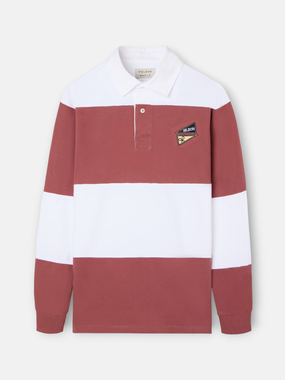 Classic rugby polo with burgundy stripes