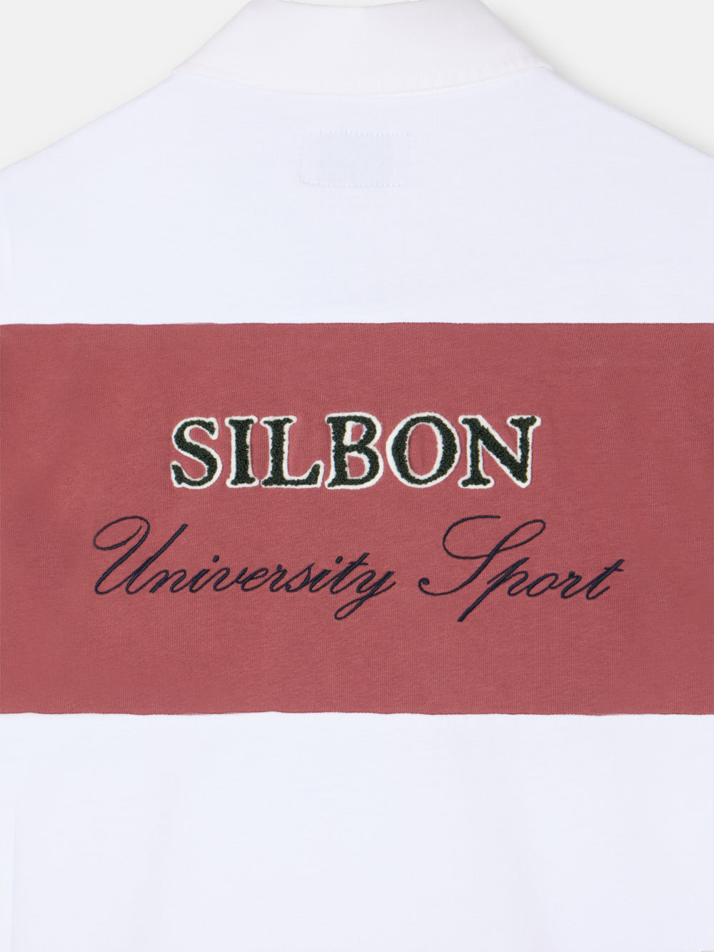 Classic rugby polo with burgundy stripes