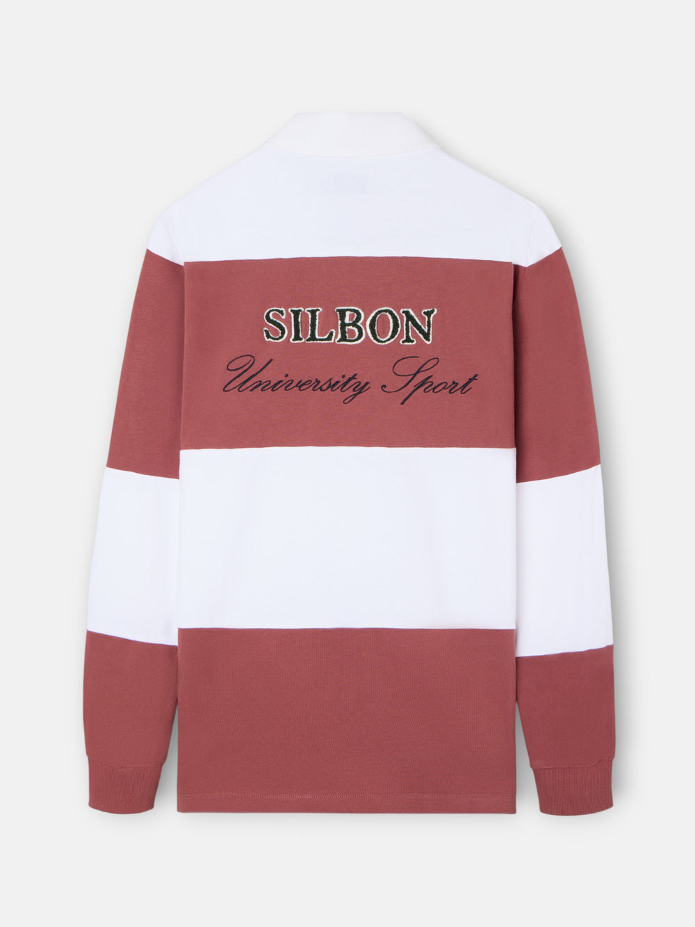 Classic rugby polo with burgundy stripes