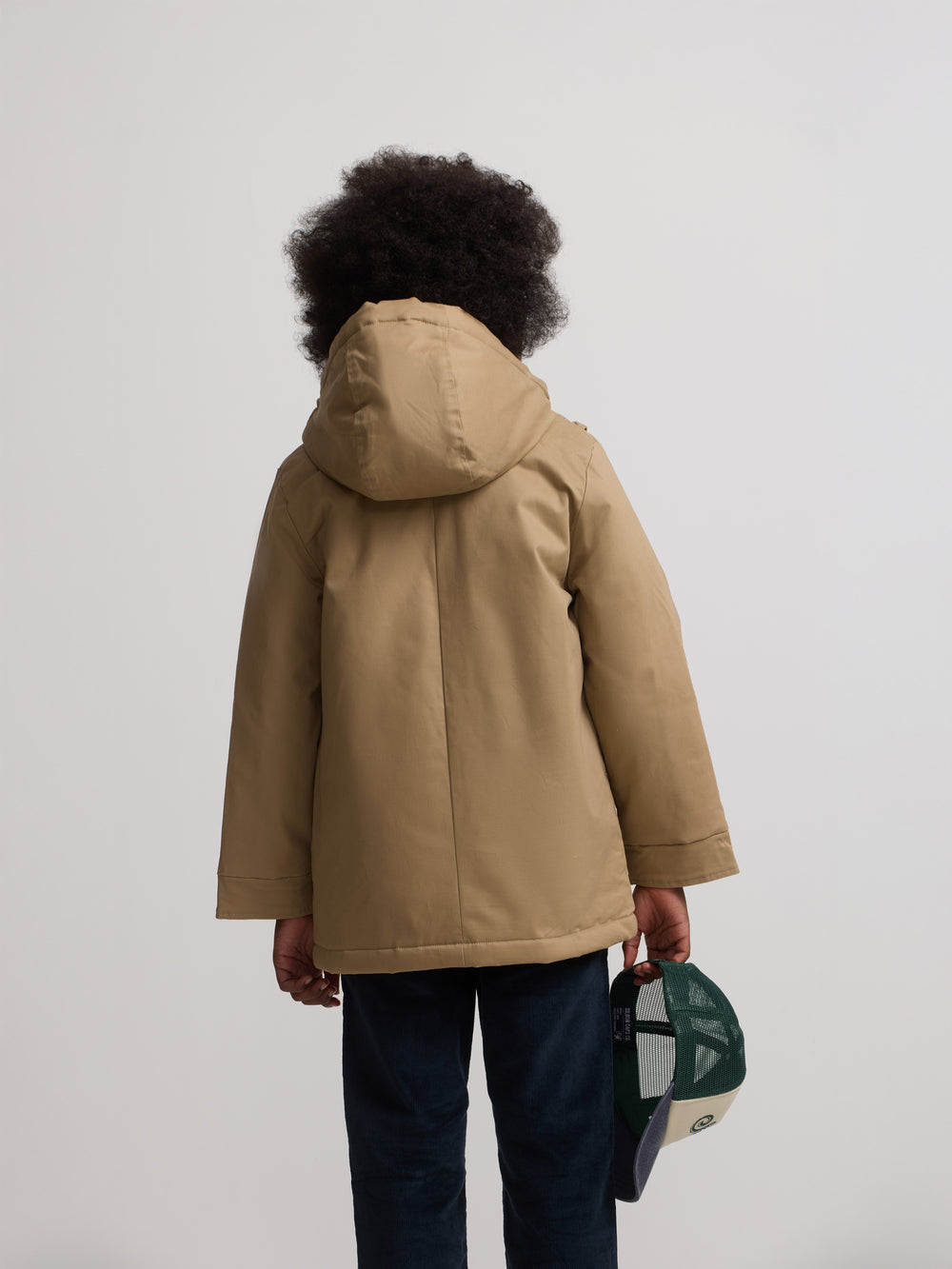 Abrigo kids capucha bolsillos beige medio