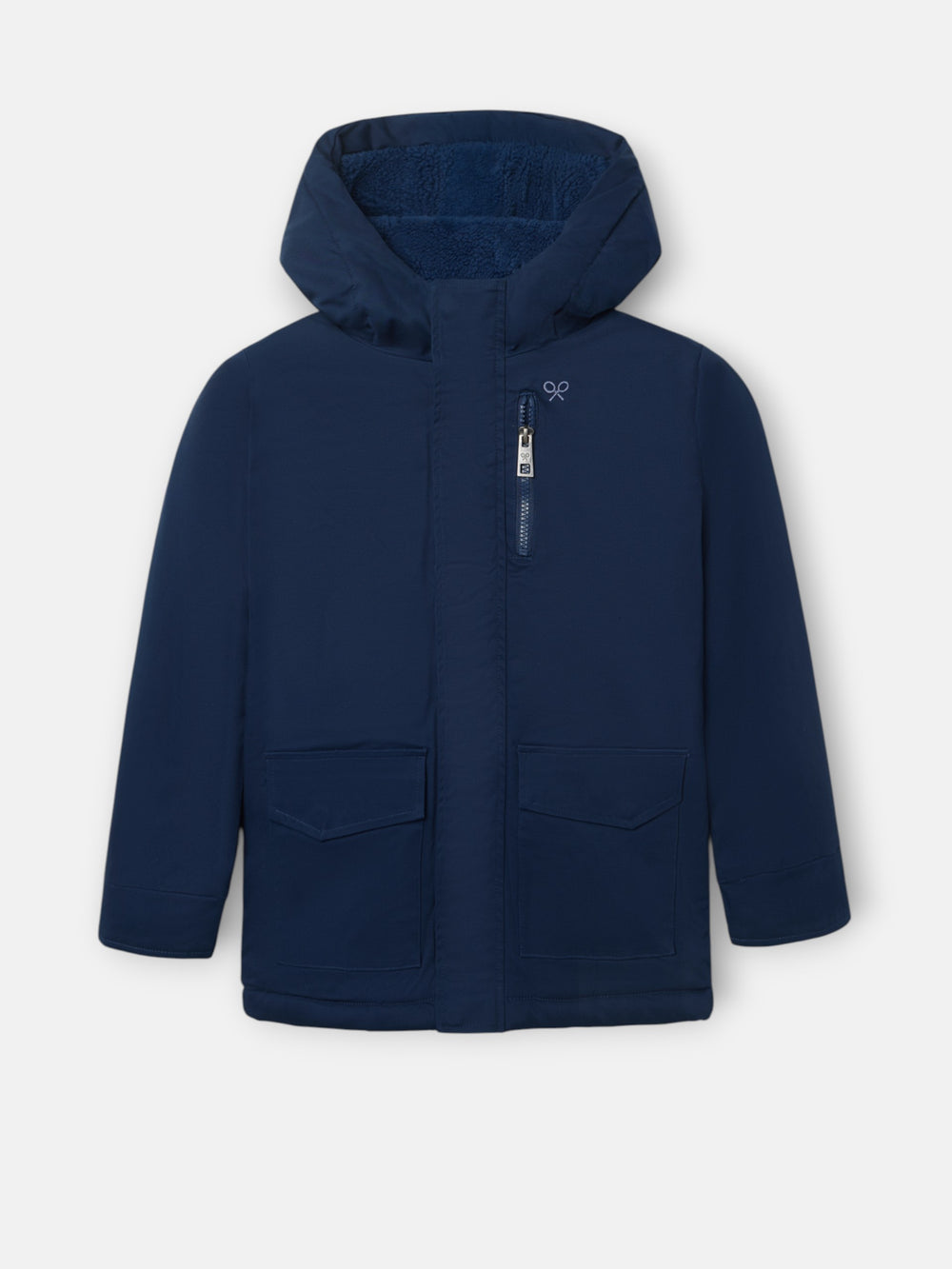 Abrigo kids capucha bolsillos azul marino