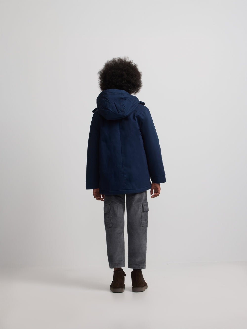 Abrigo kids capucha bolsillos azul marino