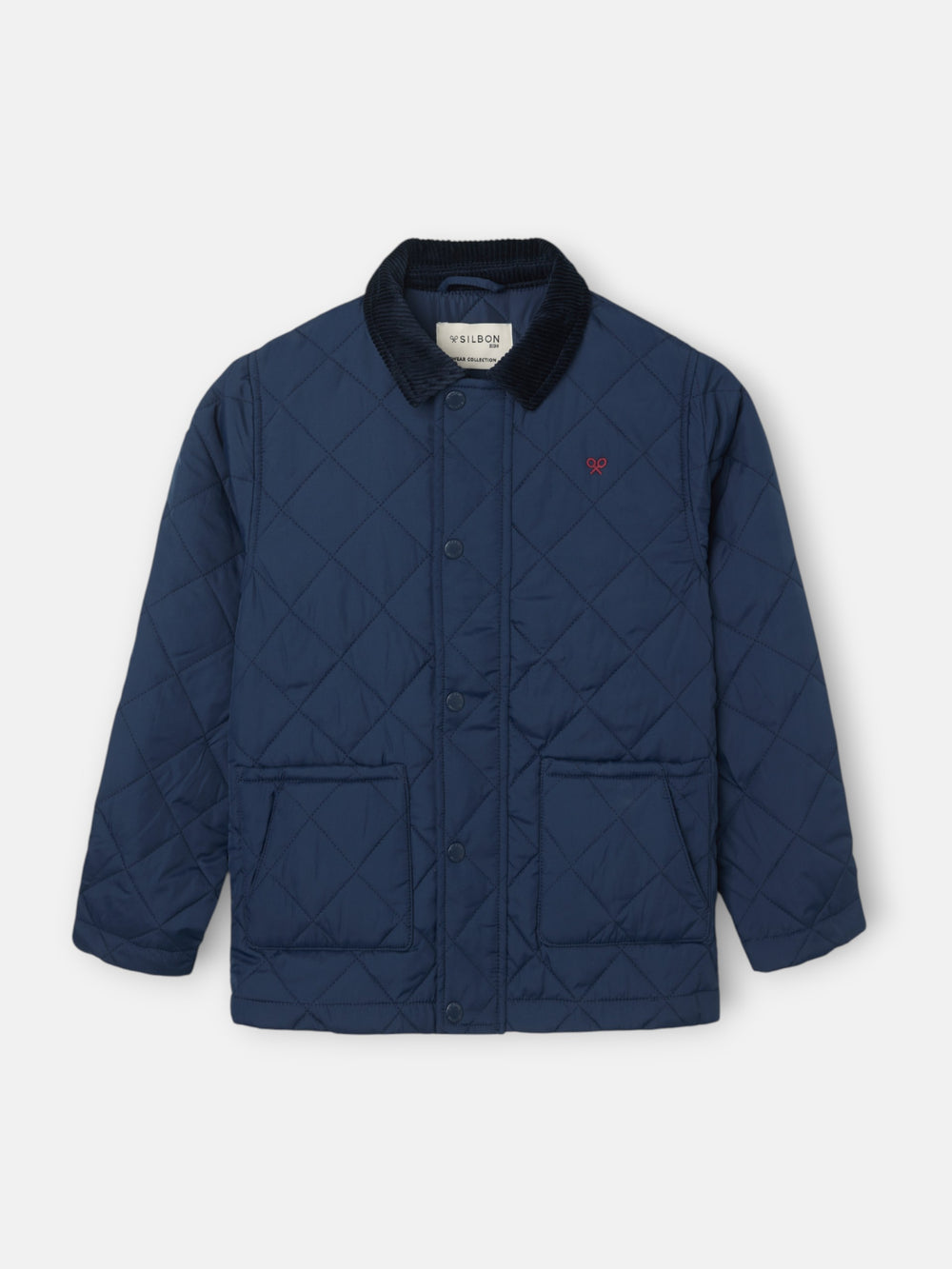 Abrigo kids acolchado cuello pana azul marino