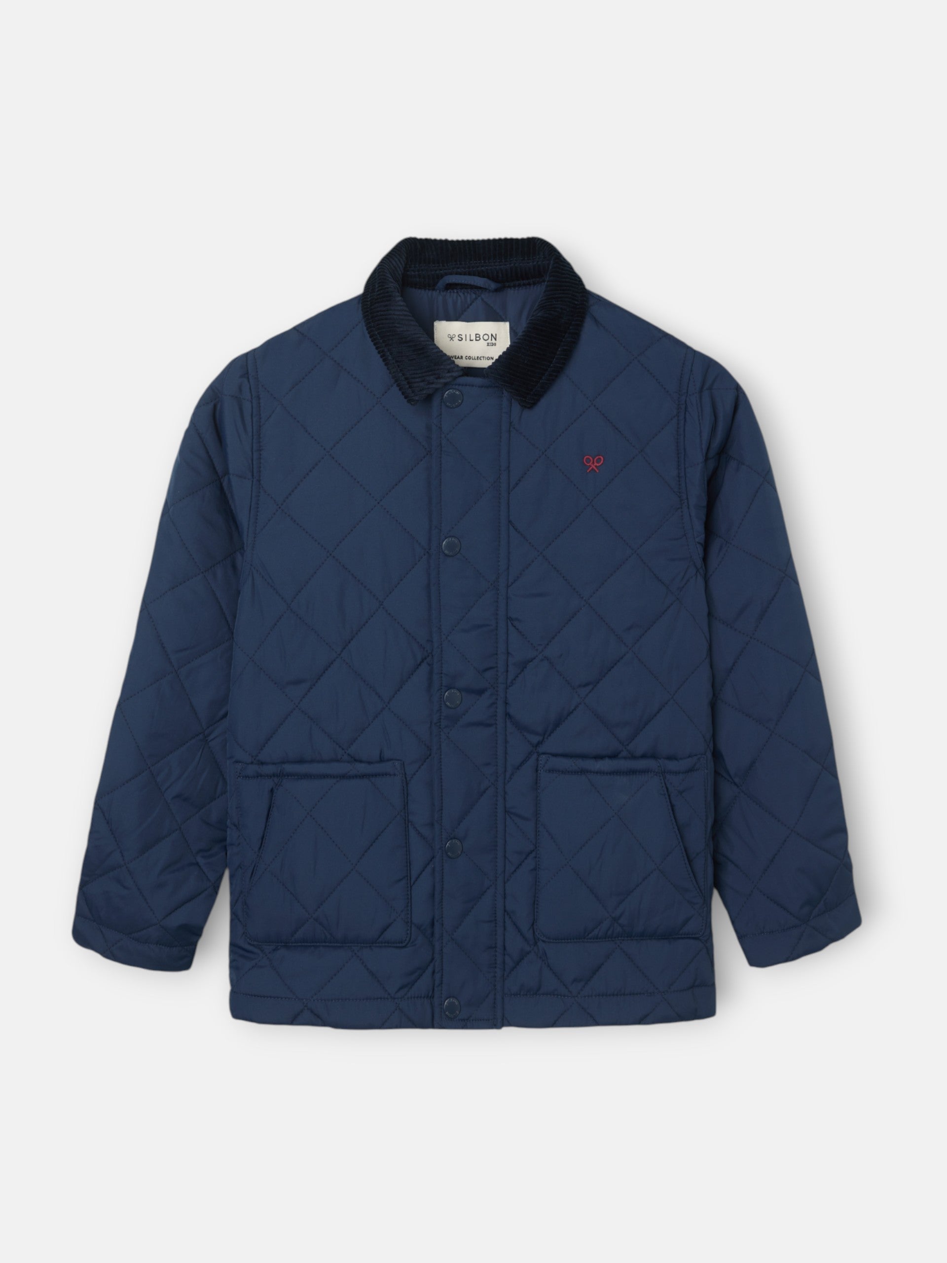 Abrigo kids acolchado cuello pana azul marino