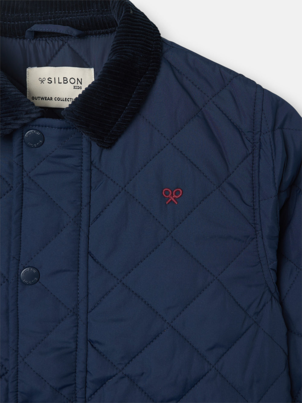 Abrigo kids acolchado cuello pana azul marino