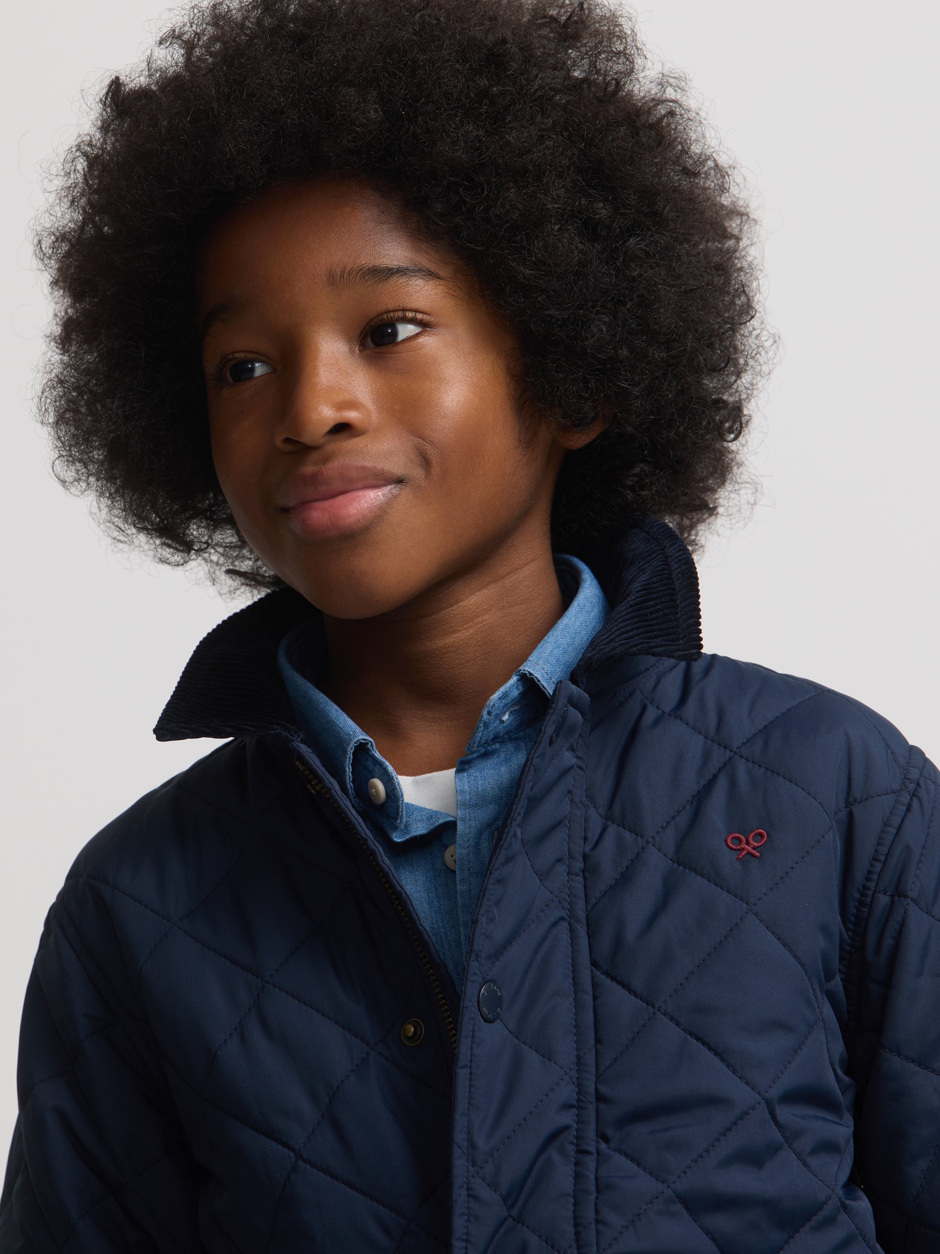 Abrigo kids acolchado cuello pana azul marino