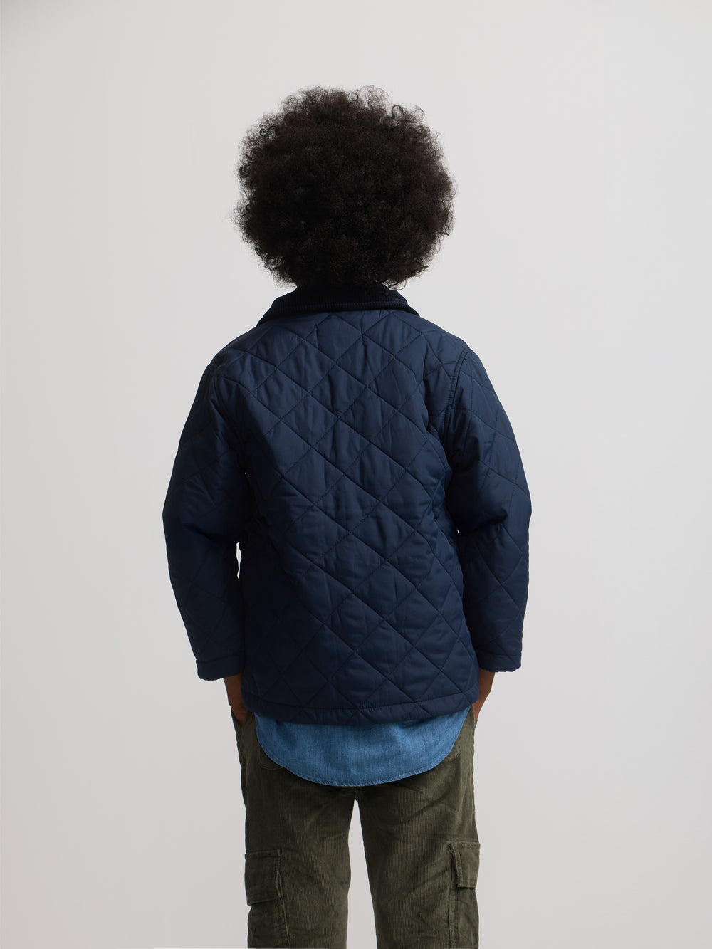 Abrigo kids acolchado cuello pana azul marino