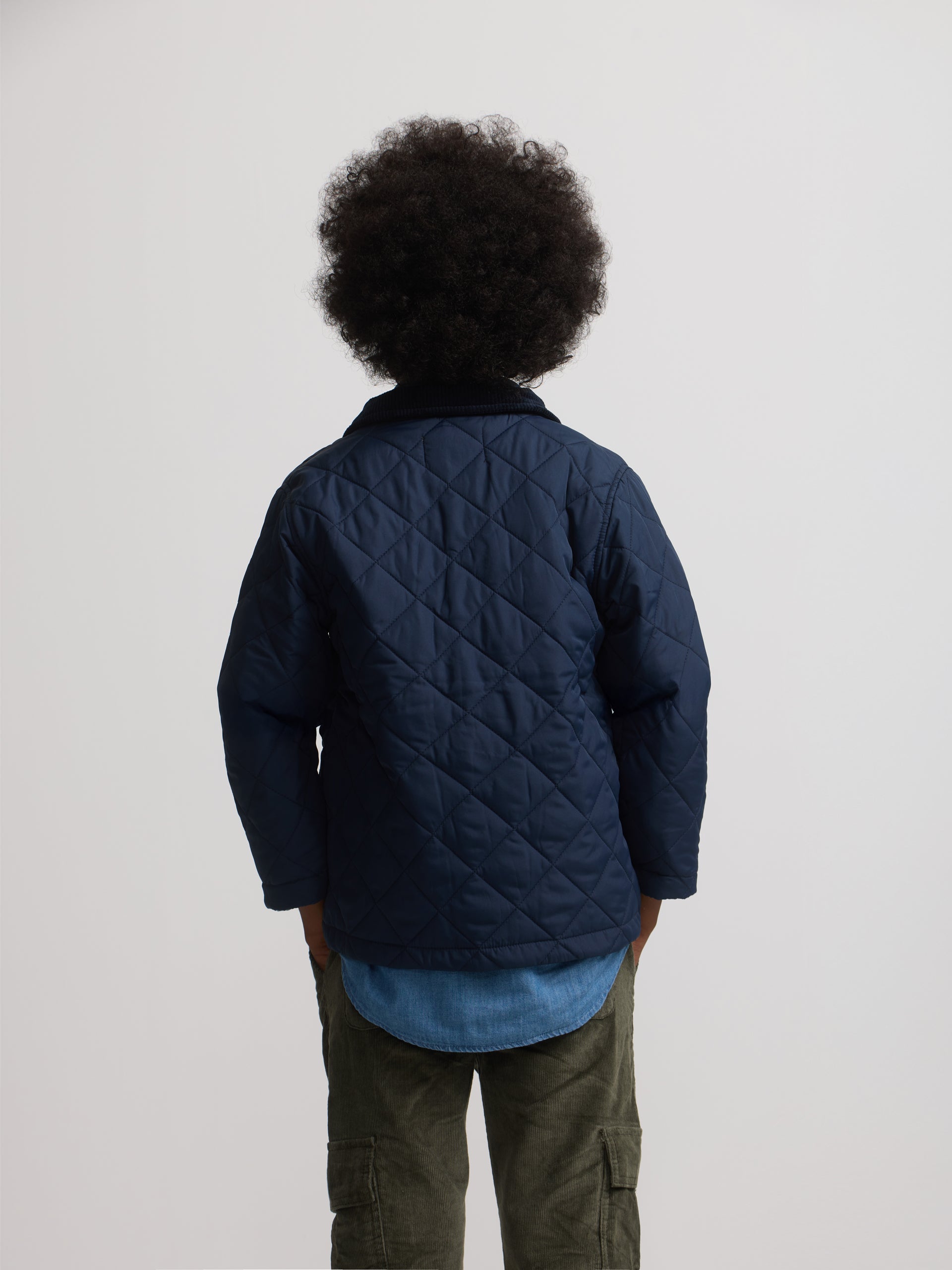 Abrigo kids acolchado cuello pana azul marino